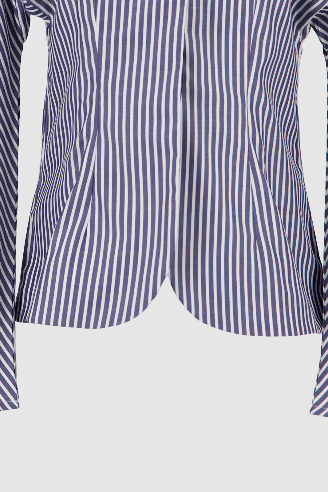 Balloon Sleeves Shirt - Navy & White Stripes