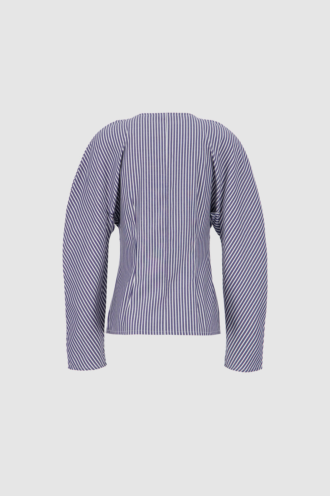 Balloon Sleeves Shirt - Navy & White Stripes