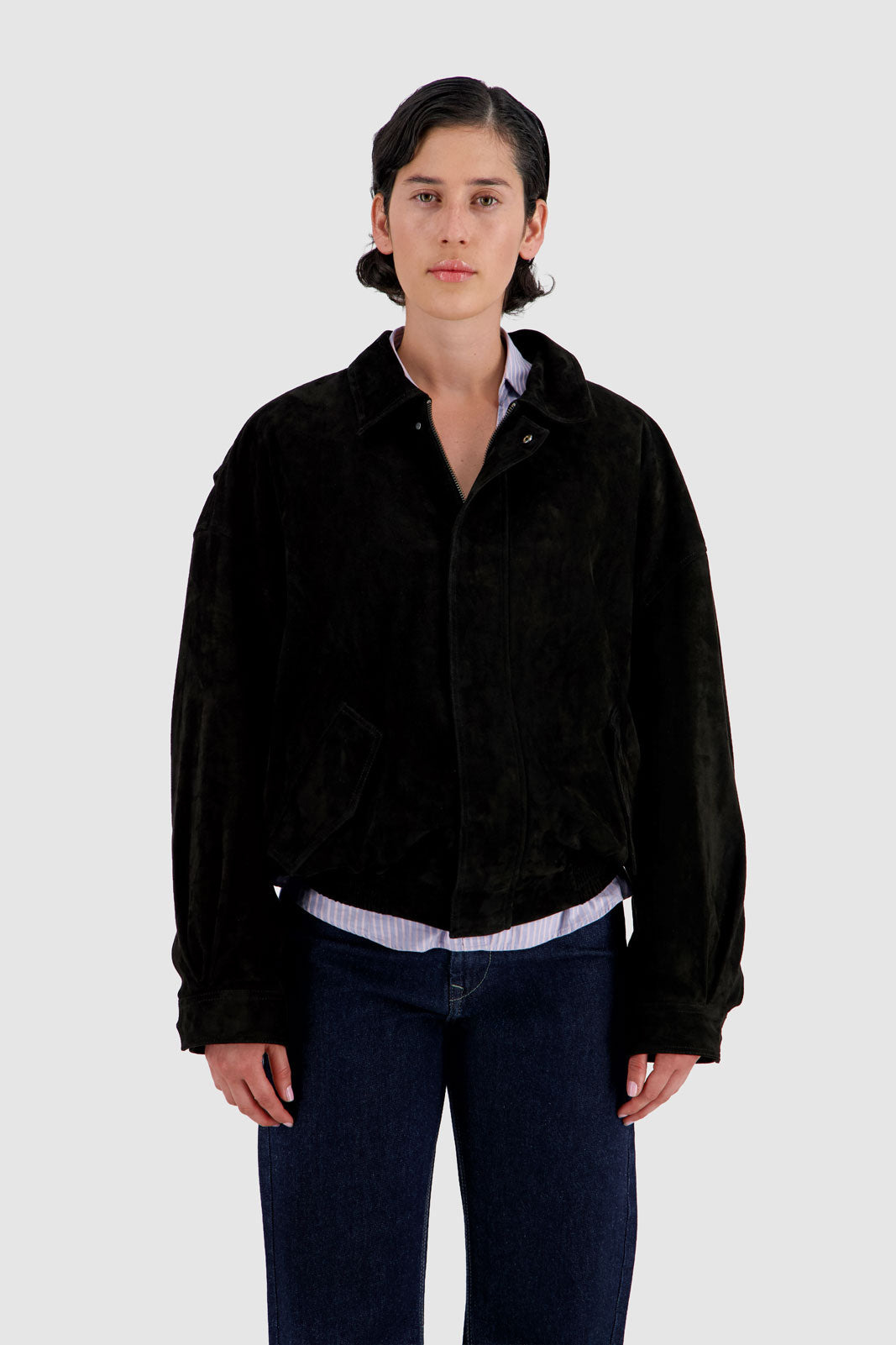 Bomber Suede Jacket -Black