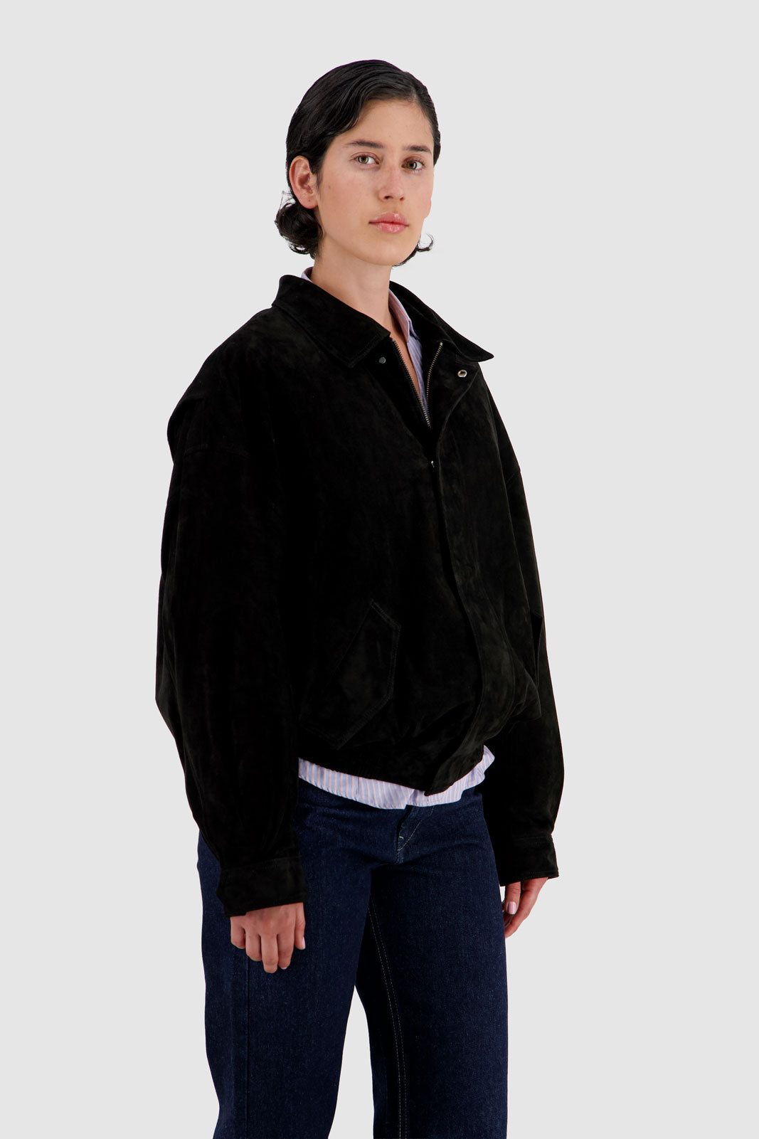 Bomber Suede Jacket -Black