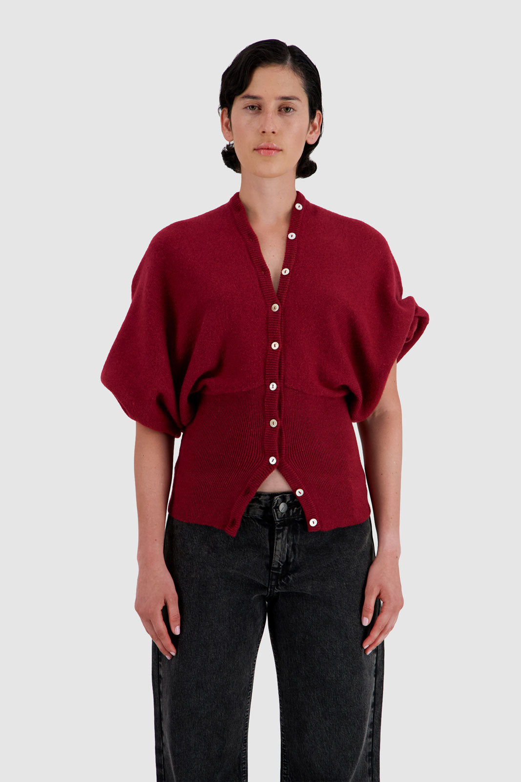 Cinched Cardi - Burgundy