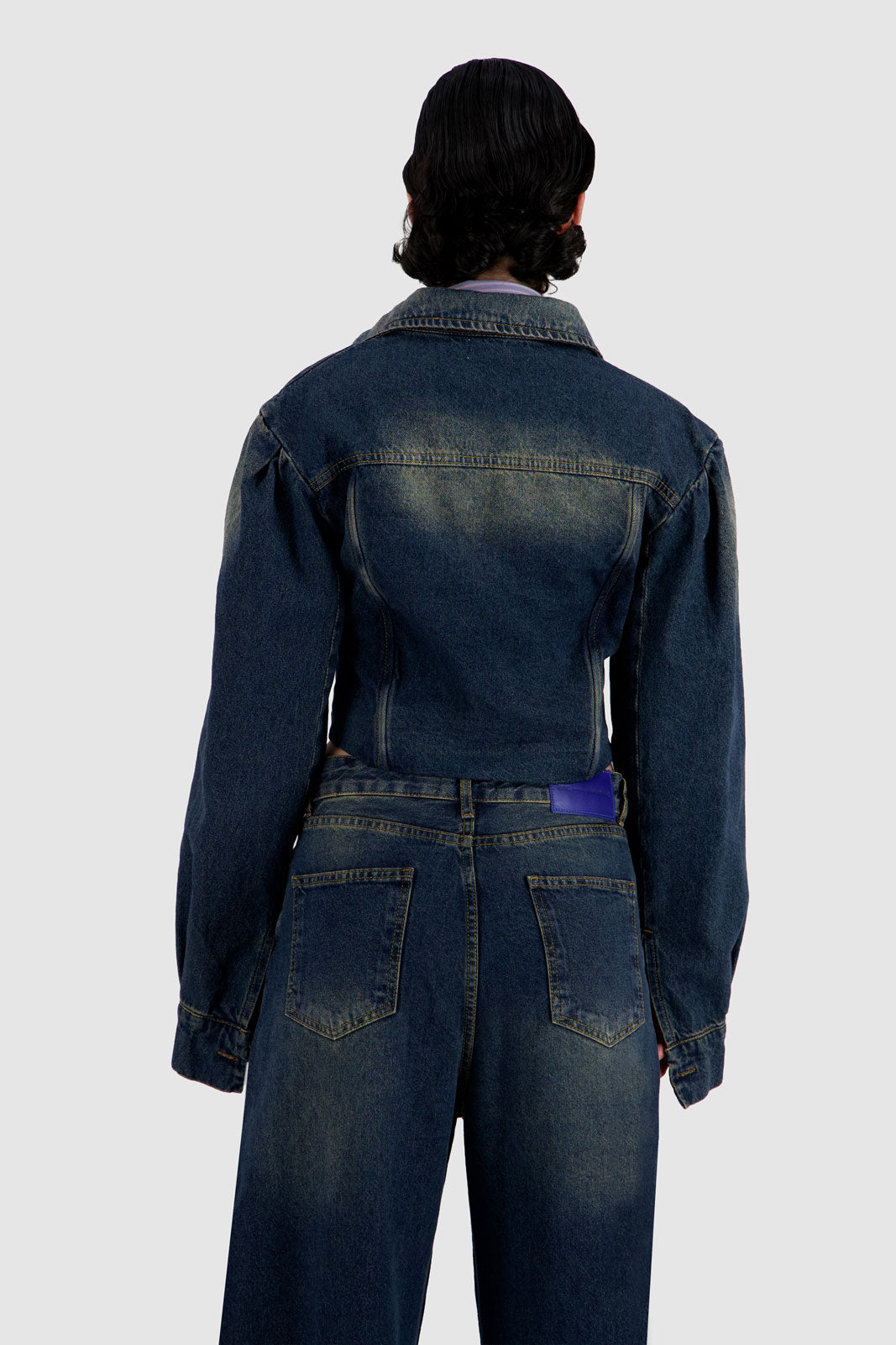 Corset Jacket - Medium Blue with Dirty Wash