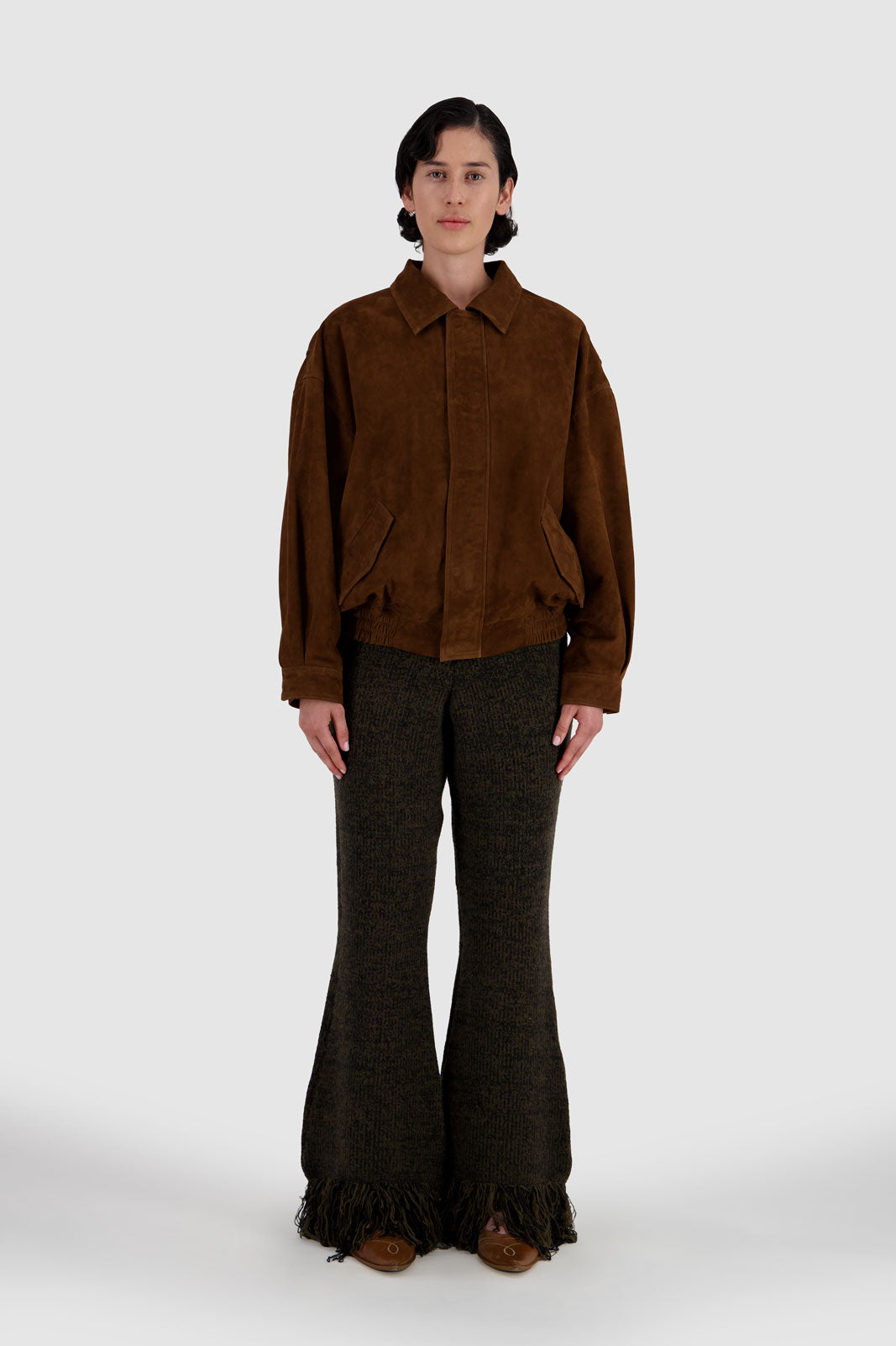 Fringed Pants Dark Olive