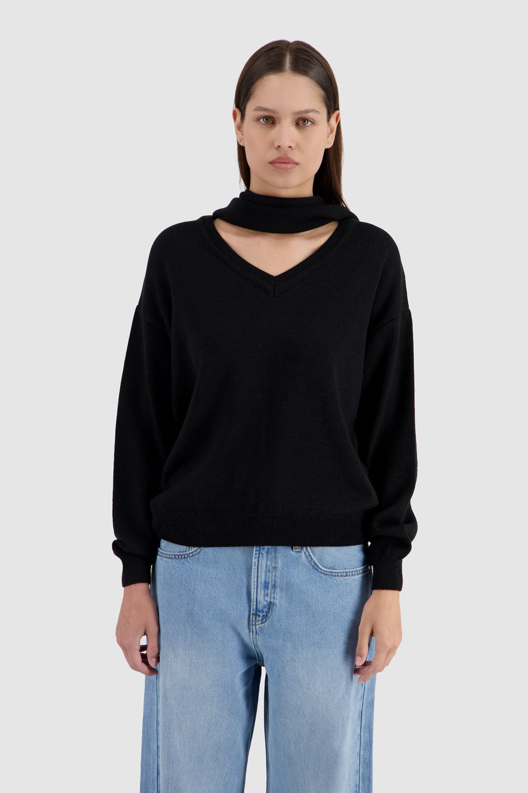 Scarf Sweater Black