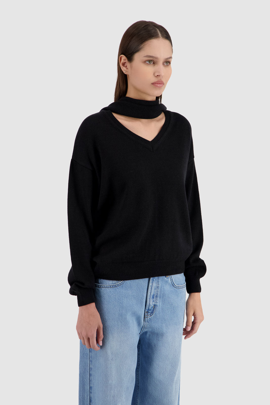 Scarf Sweater Black