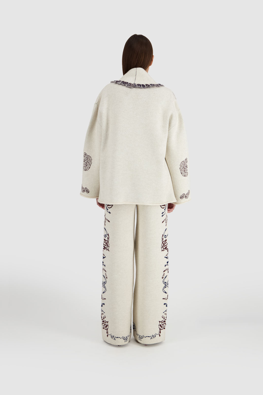 Knitted Jacquard Cardigan - Egret