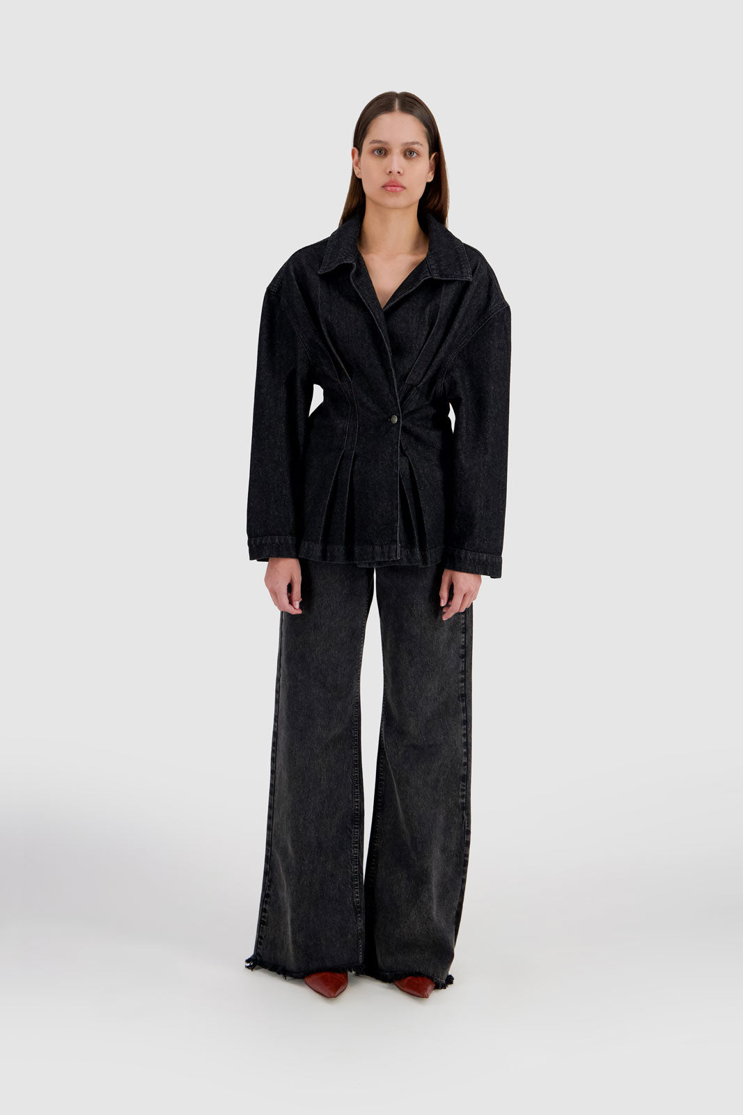 Denim Side Buttoned Shirt - Raw Black