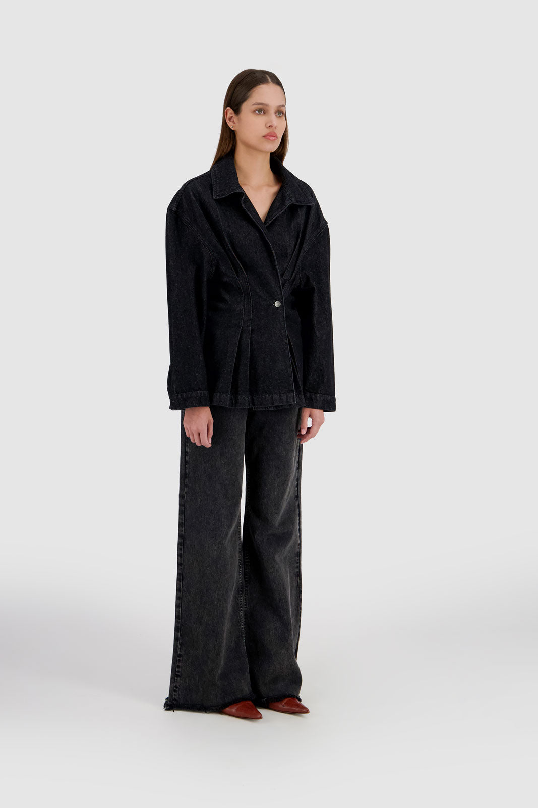 Denim Side Buttoned Shirt - Raw Black