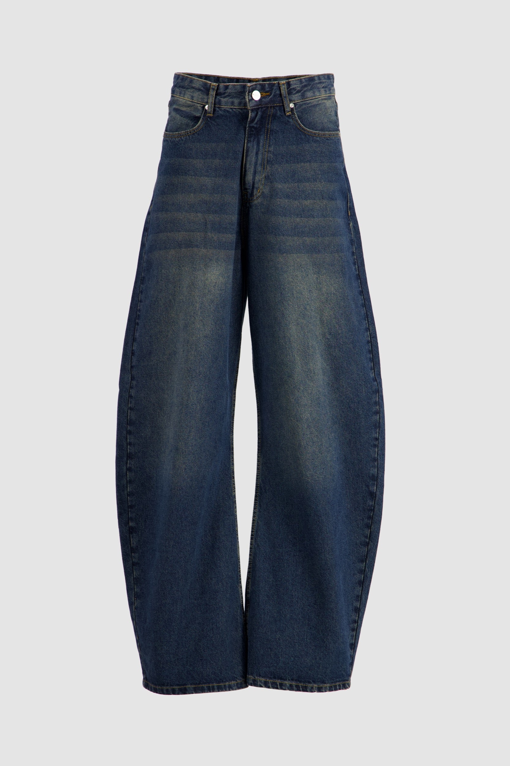 Barrel Jeans - Medium Blue with Dirty Wash