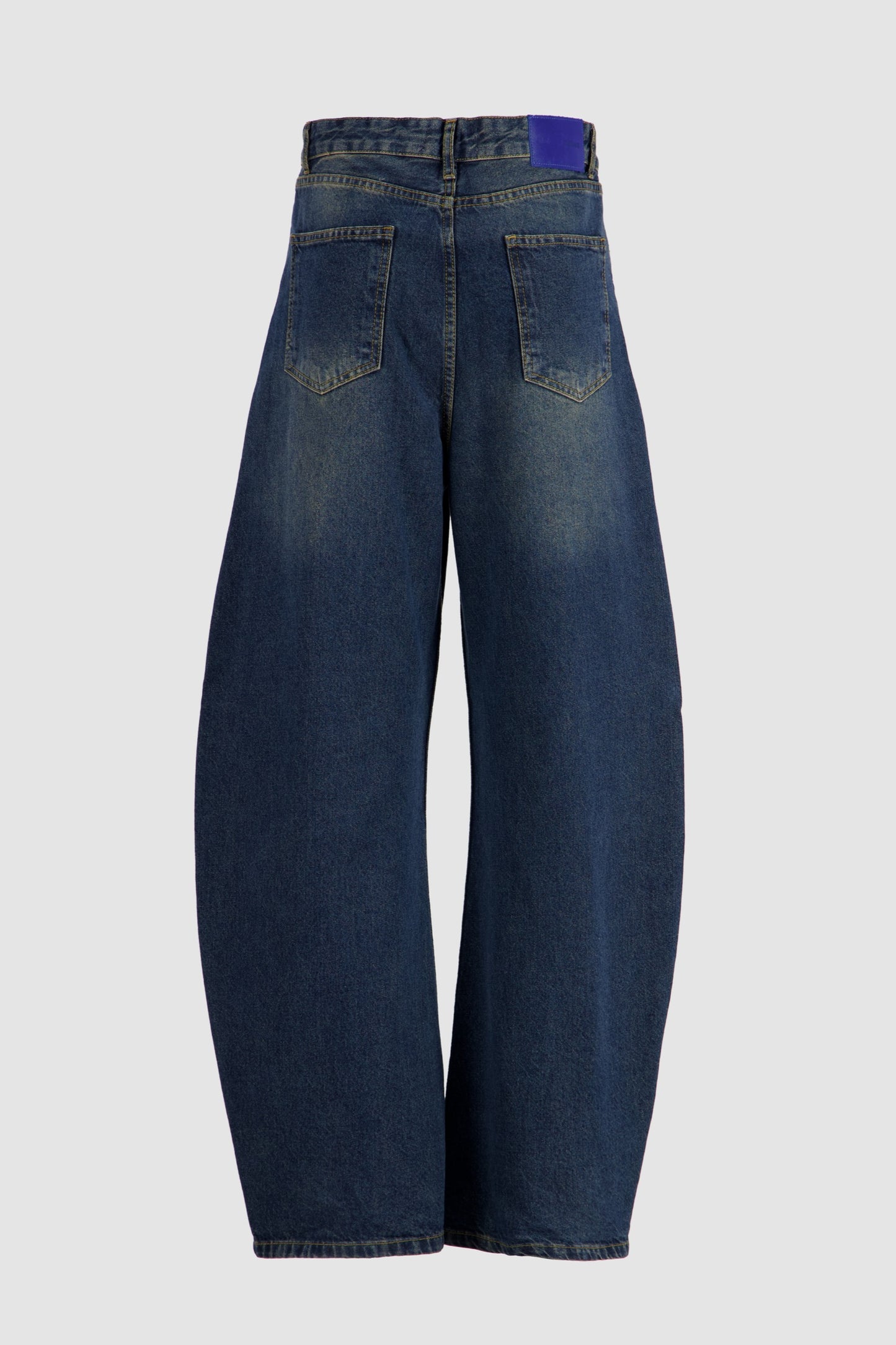 Barrel Jeans - Medium Blue with Dirty Wash