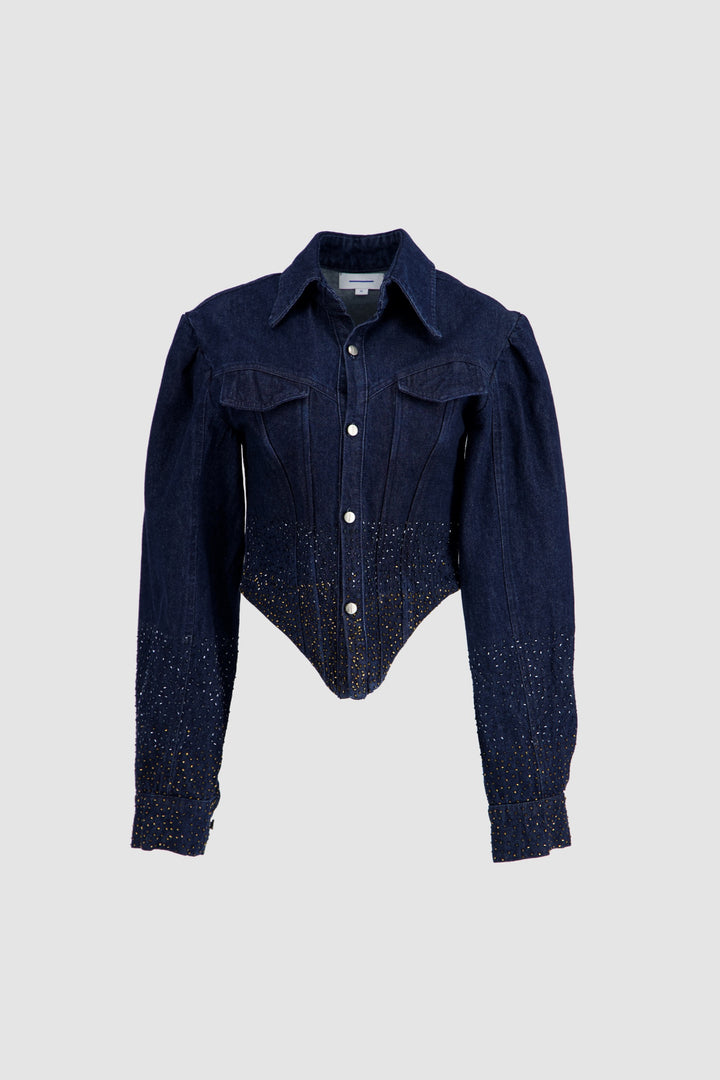 Embellished Corset Jacket - Midnight Blue