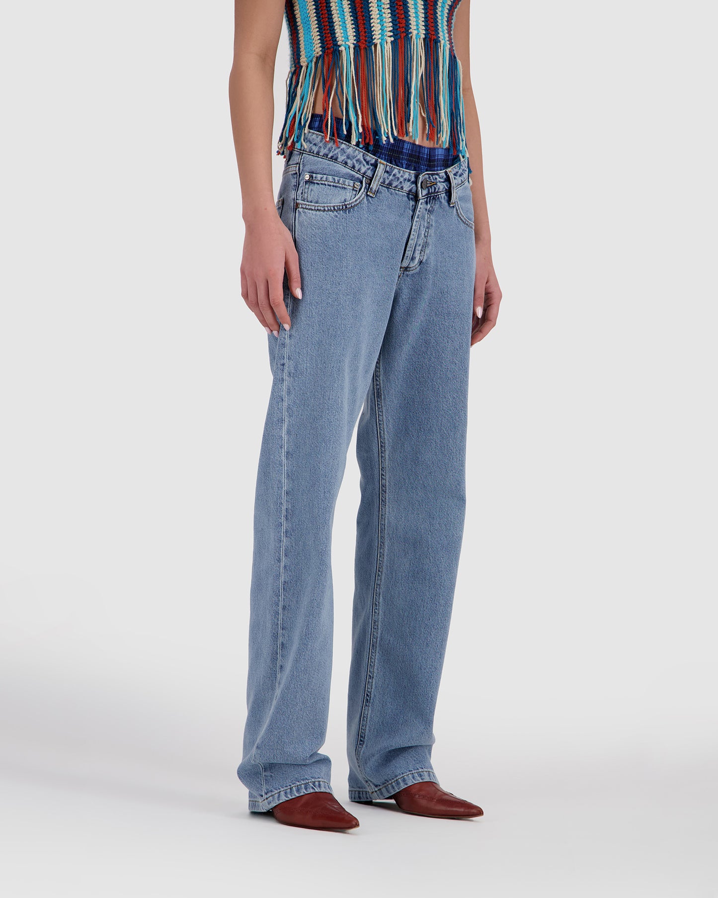 Straight Leg Jeans - Medium Blue