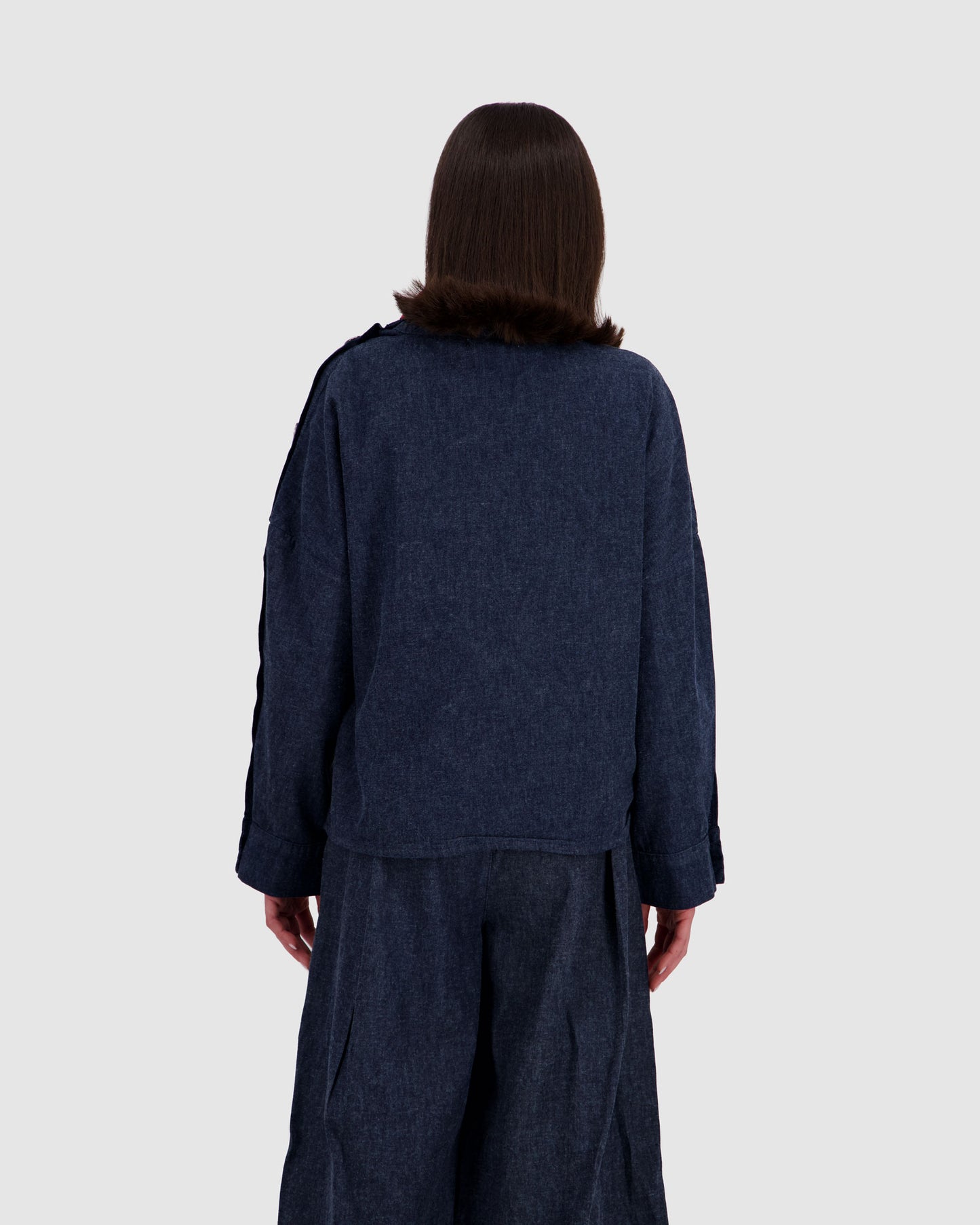 Shirt with Side Buttons - Indigo Wash