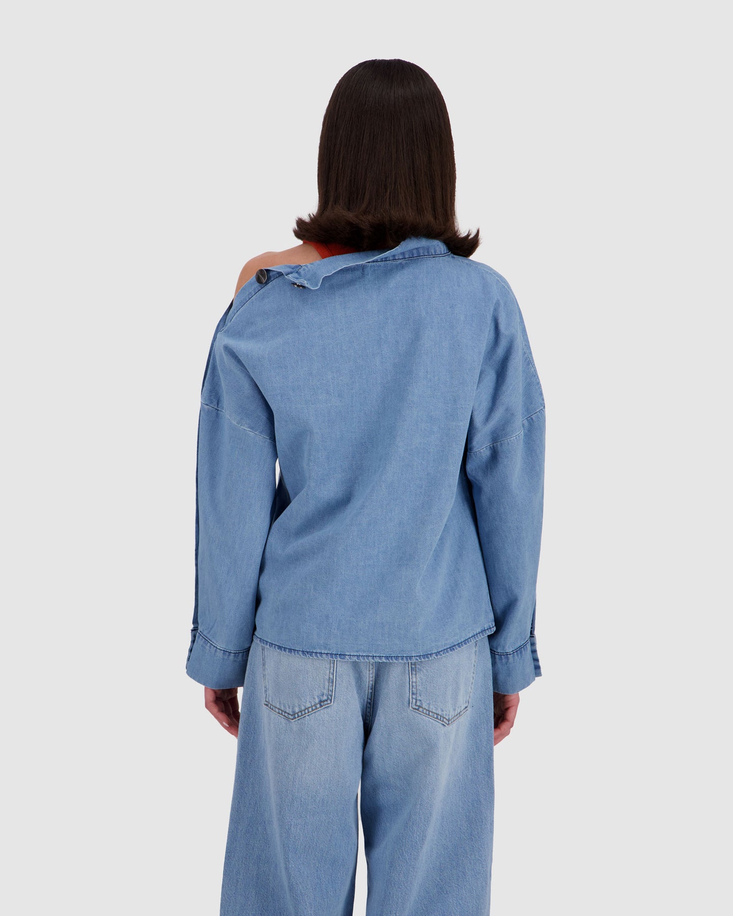 Shirt with Side Buttons - Blue Wash