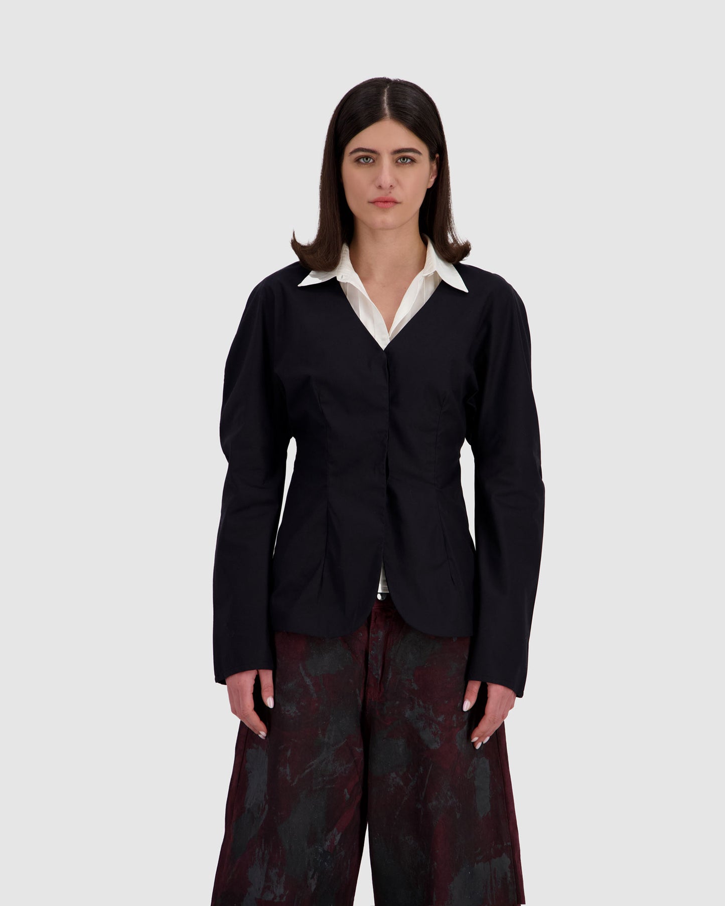 Balloon Sleeves Shirt - Black