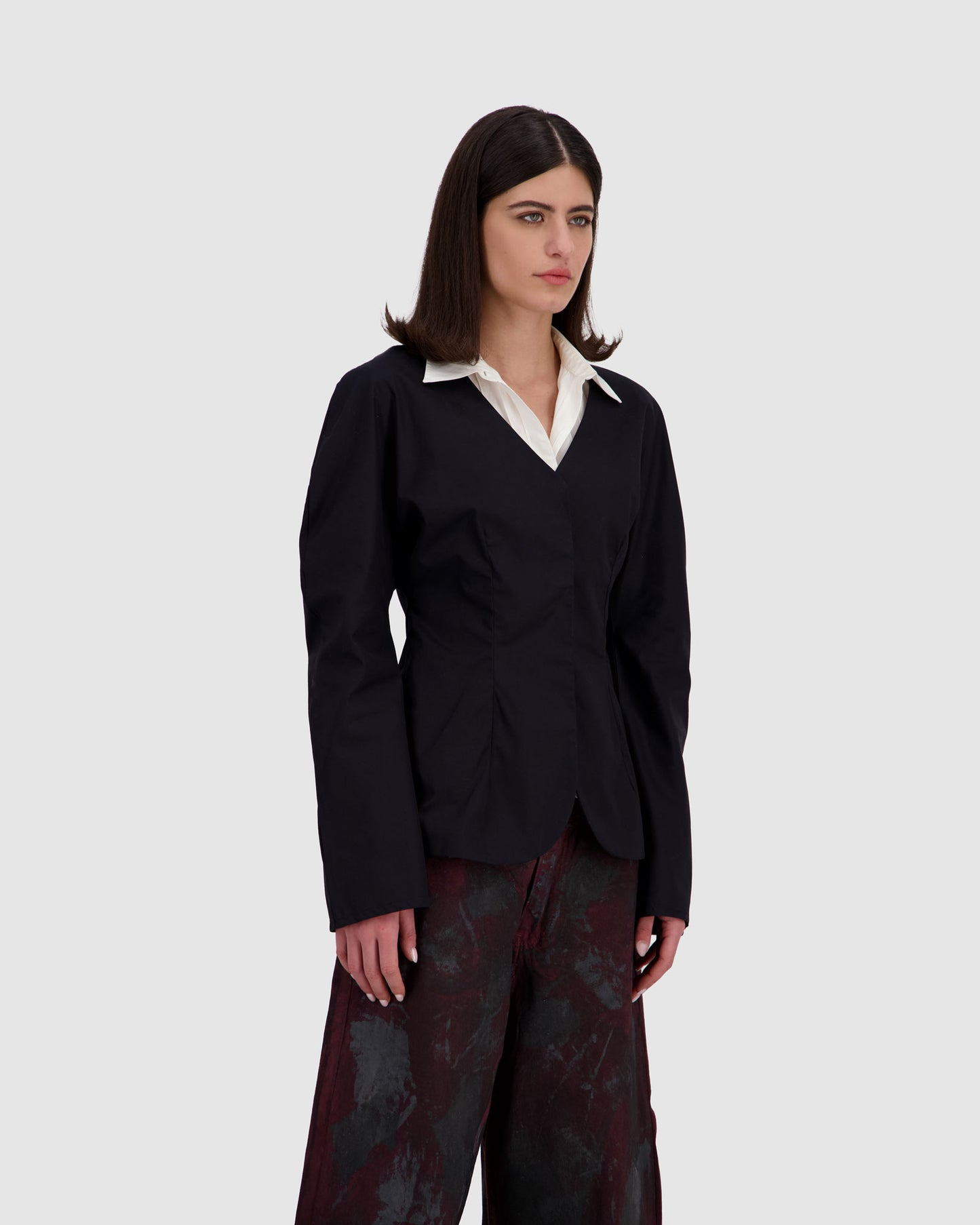 Balloon Sleeves Shirt - Black