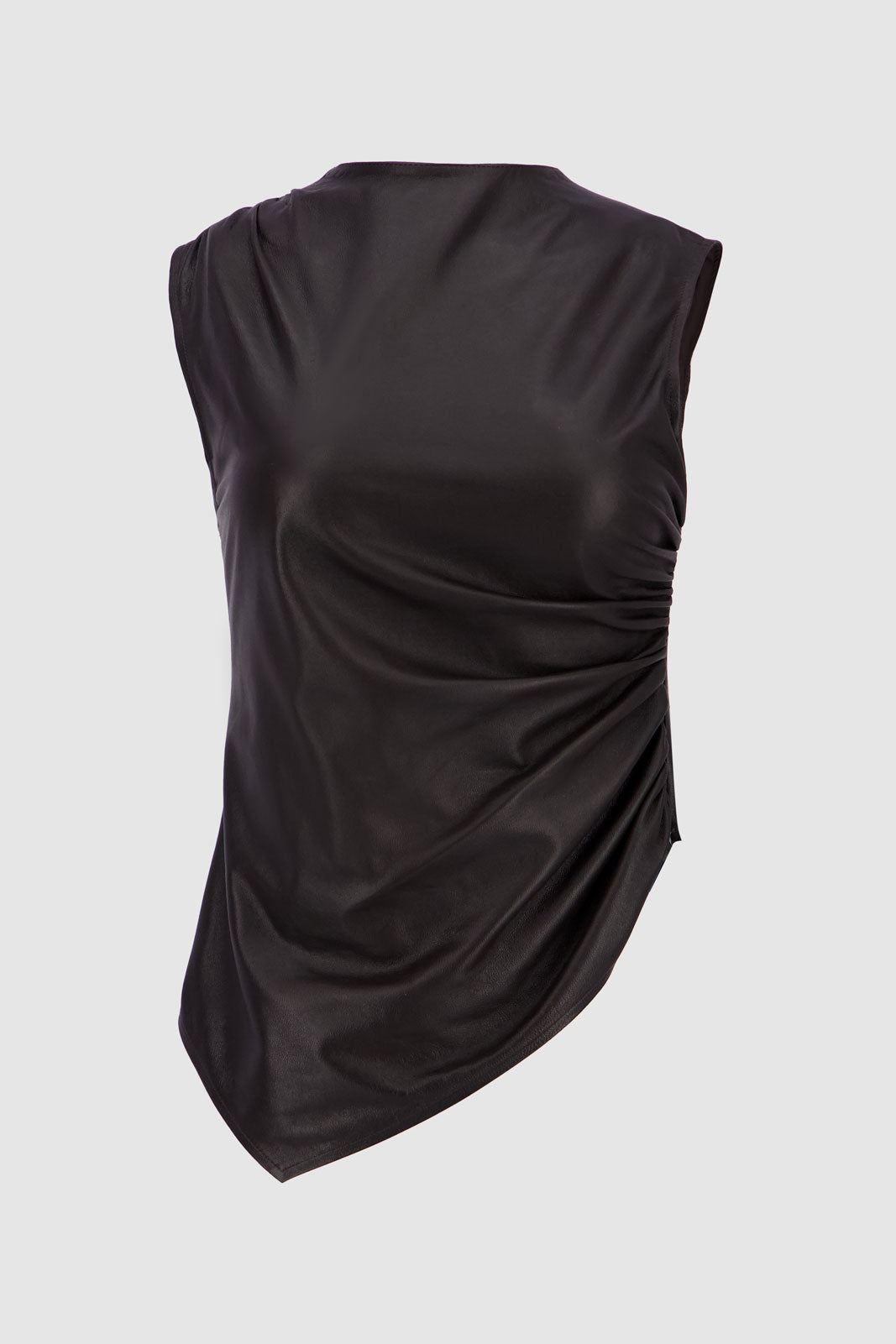 Leather Twist Top - Brown