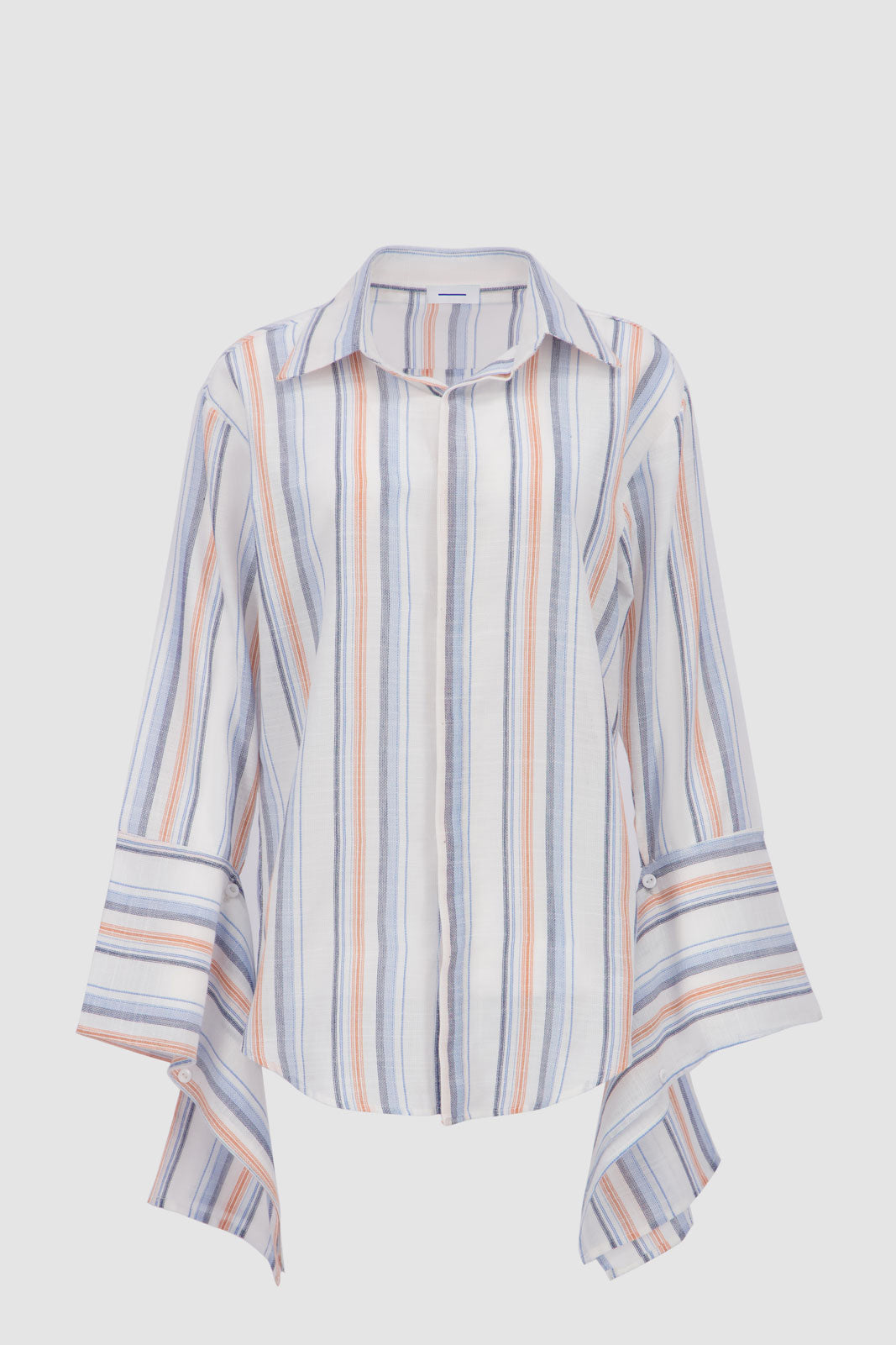 Beach Striped Bound Shirt -Blue x Salmon