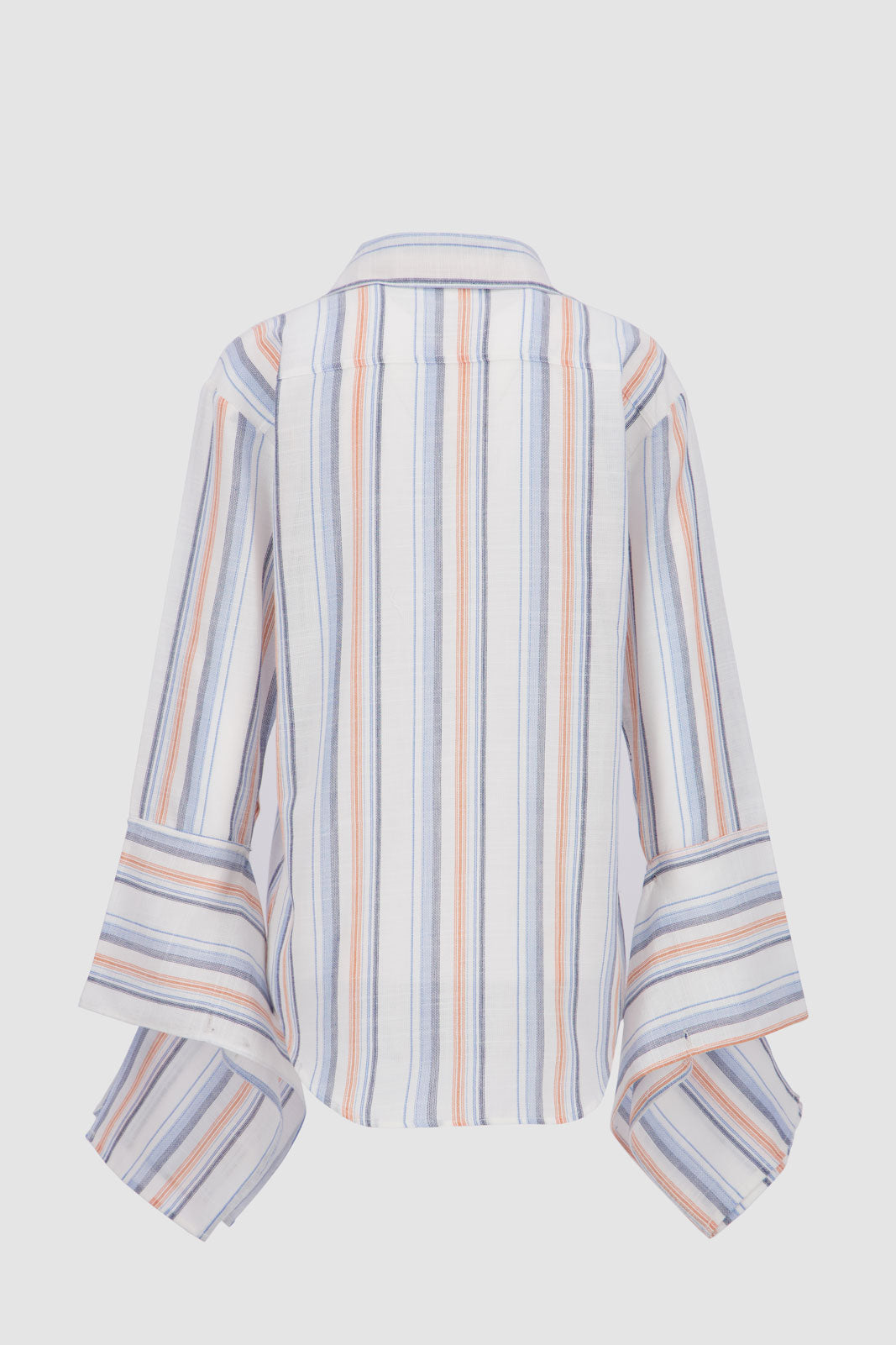 Beach Striped Bound Shirt -Blue x Salmon