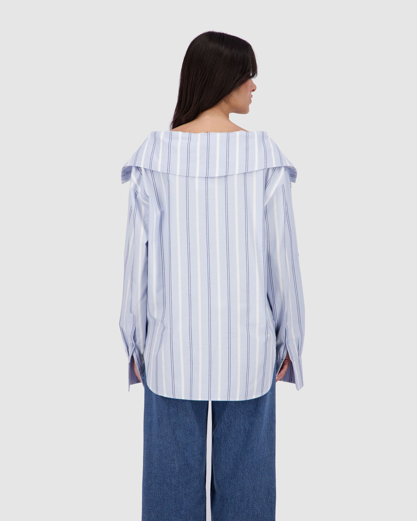 Embellished Shirt -Blue Pinstripe