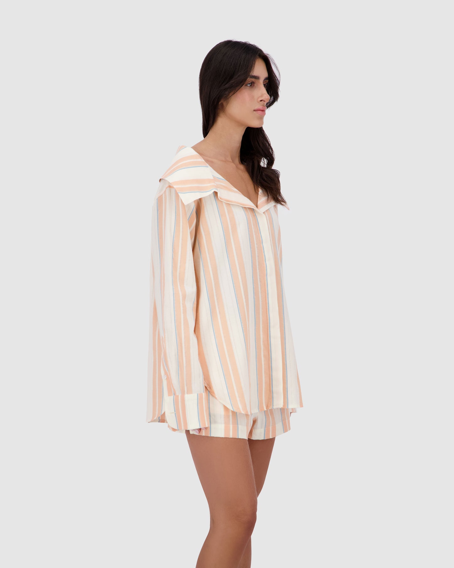 Striped Shirt -Peach Pinstripe