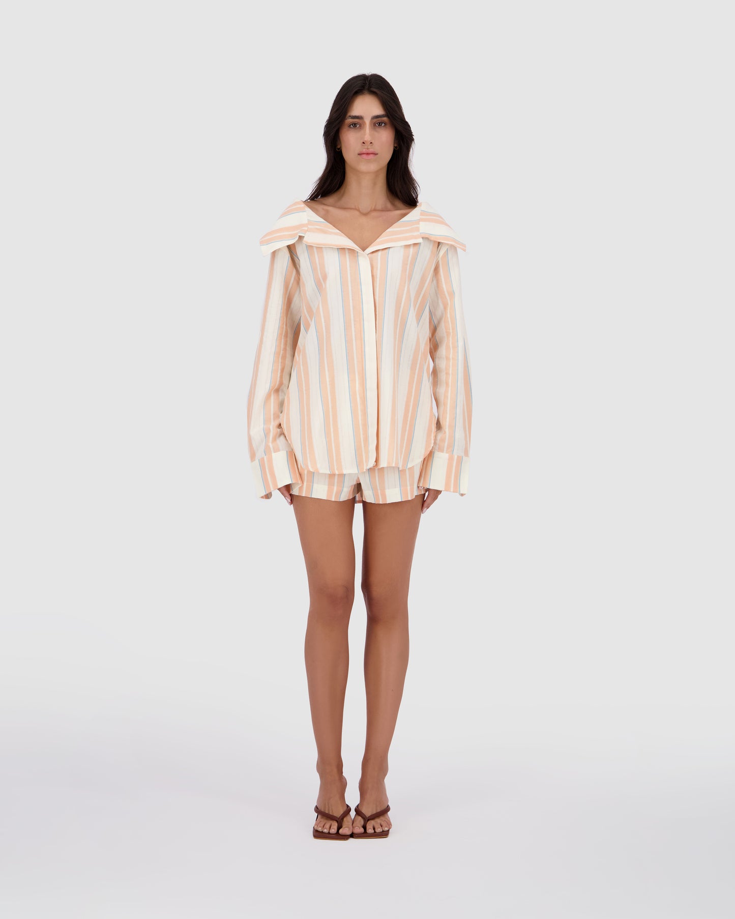 Striped Shirt -Peach Pinstripe