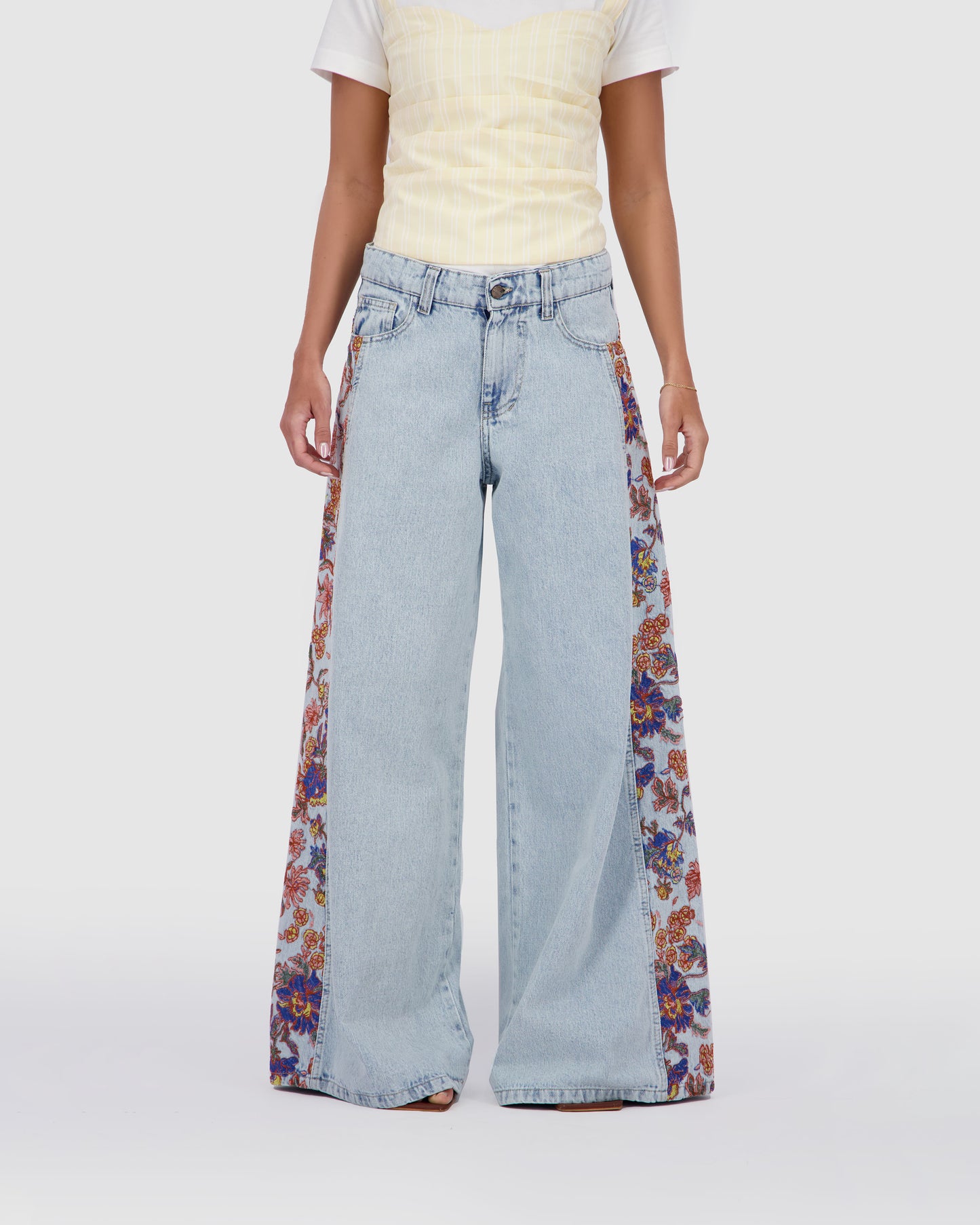 Floral Wide Leg -Ice Blue