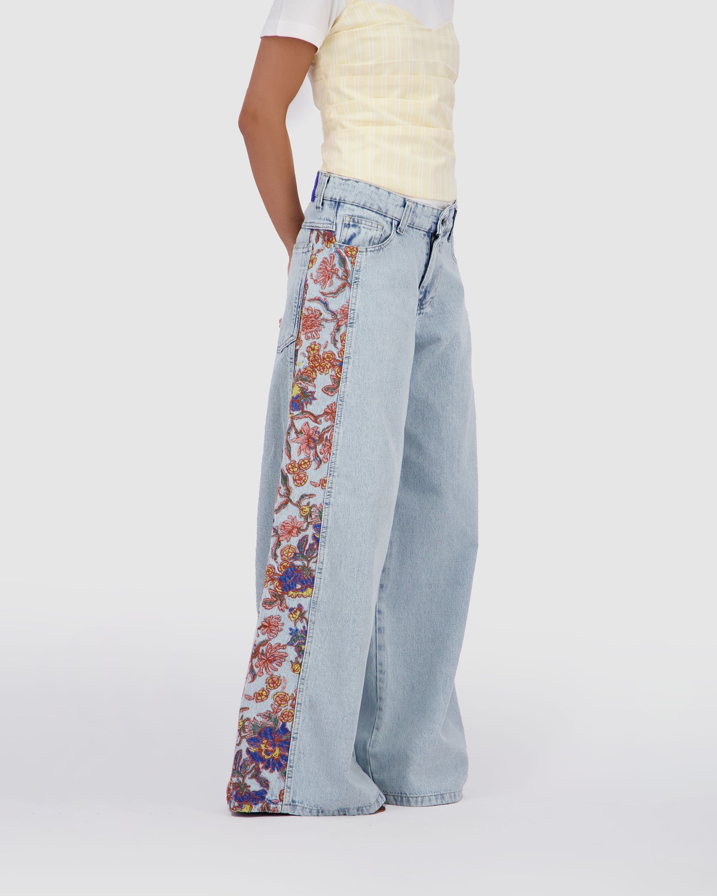 Floral Wide Leg -Ice Blue