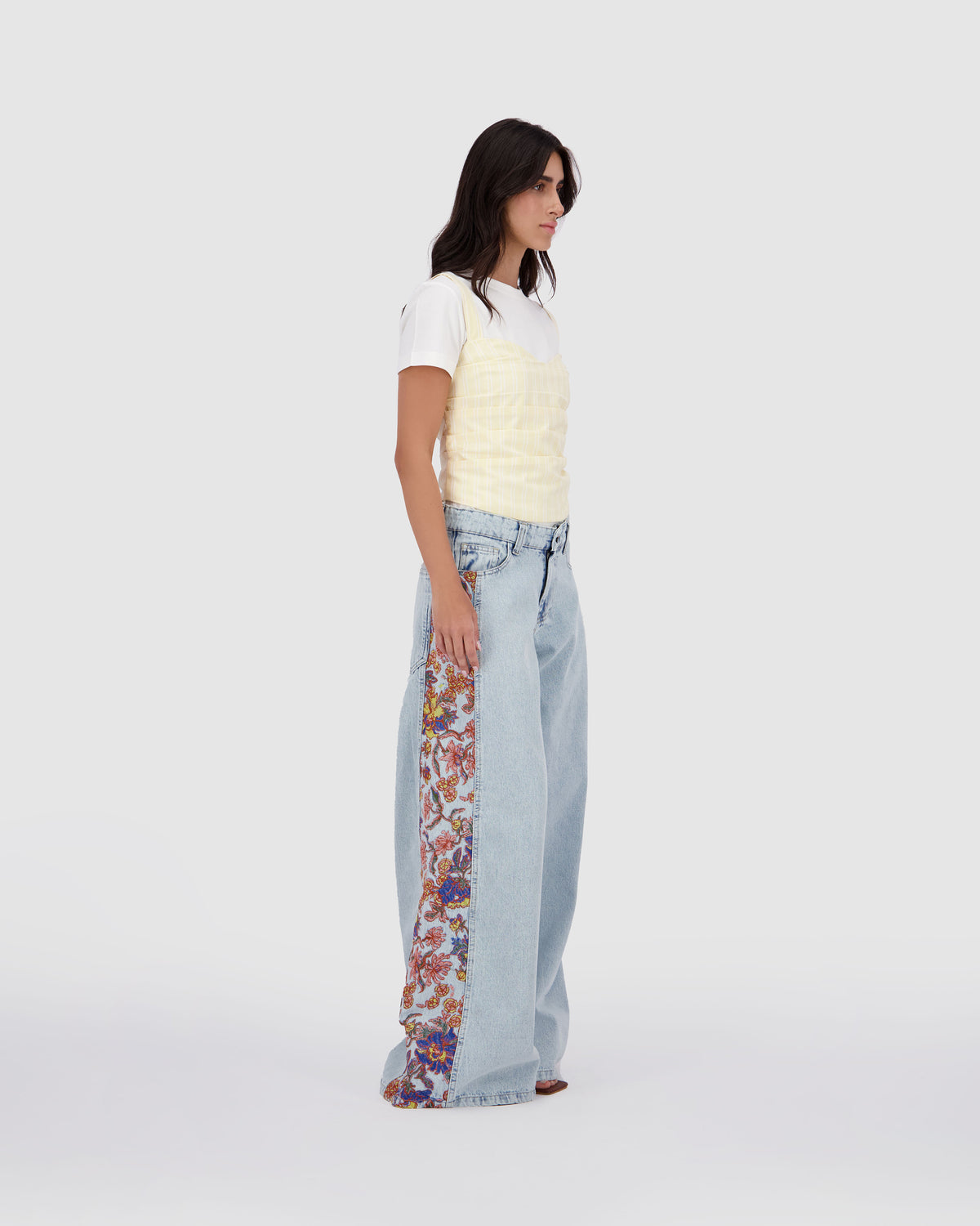 Floral Wide Leg -Ice Blue