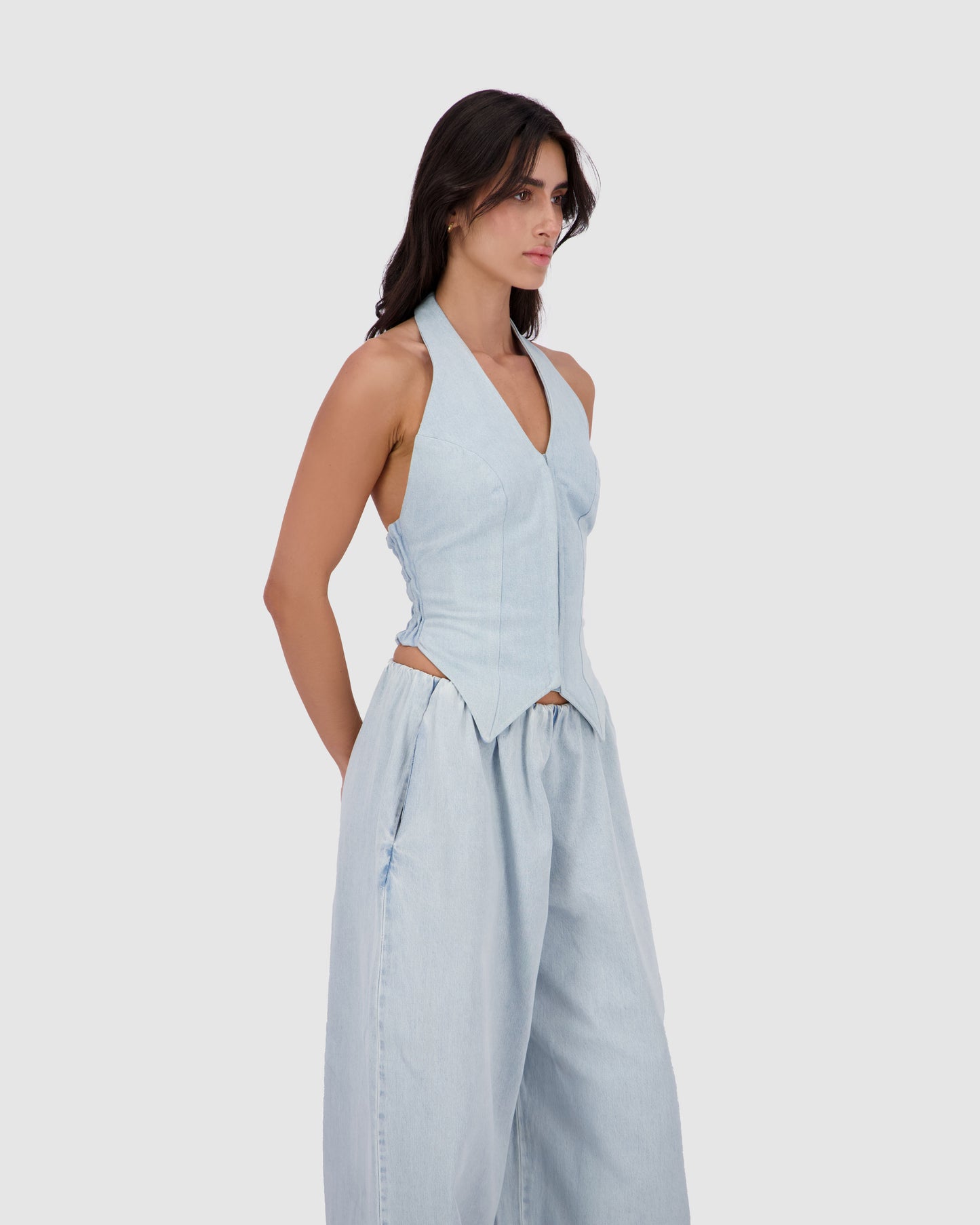 V-Stitched Corset -Sky Blue