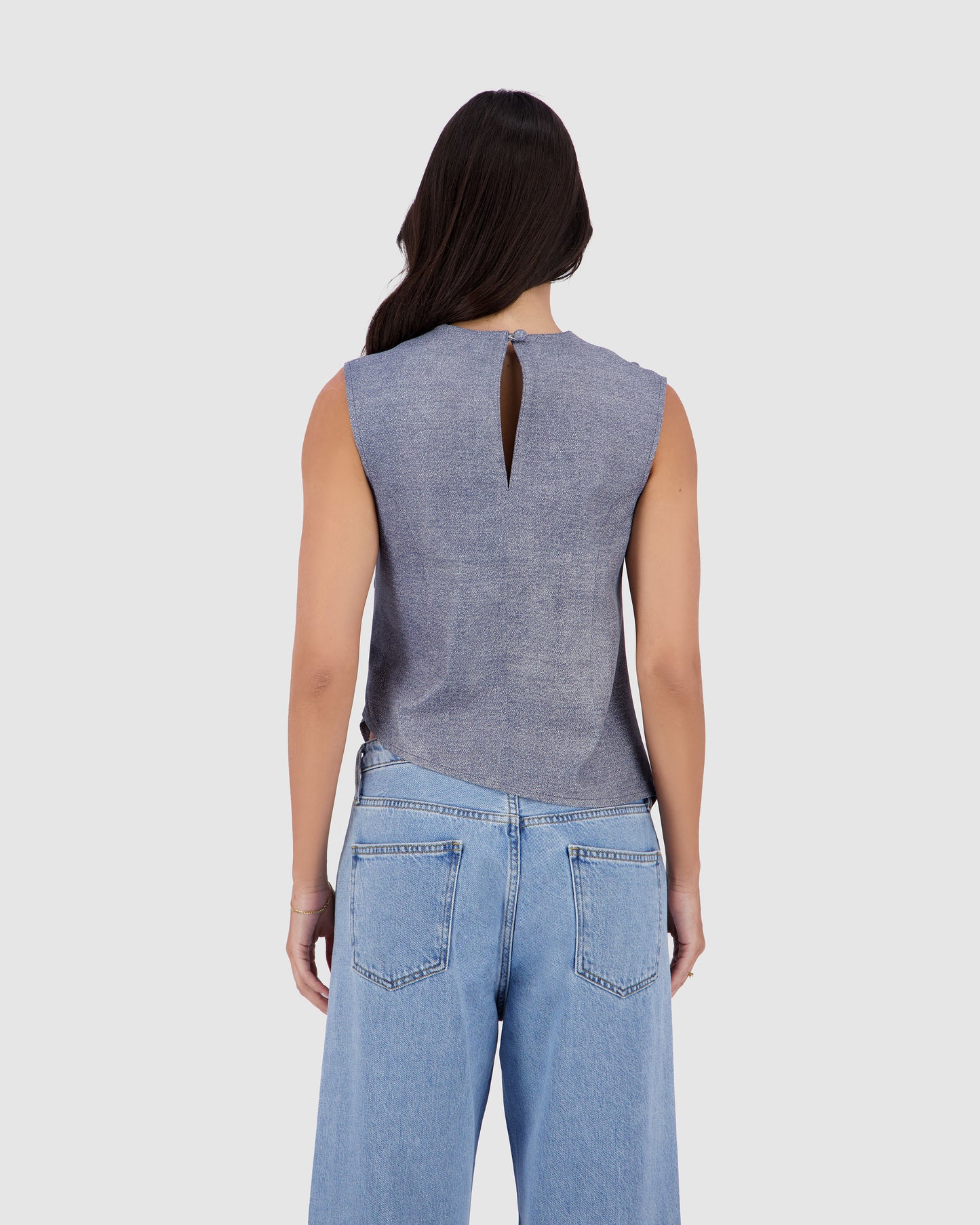 Leather Twist Top - Blue Denim