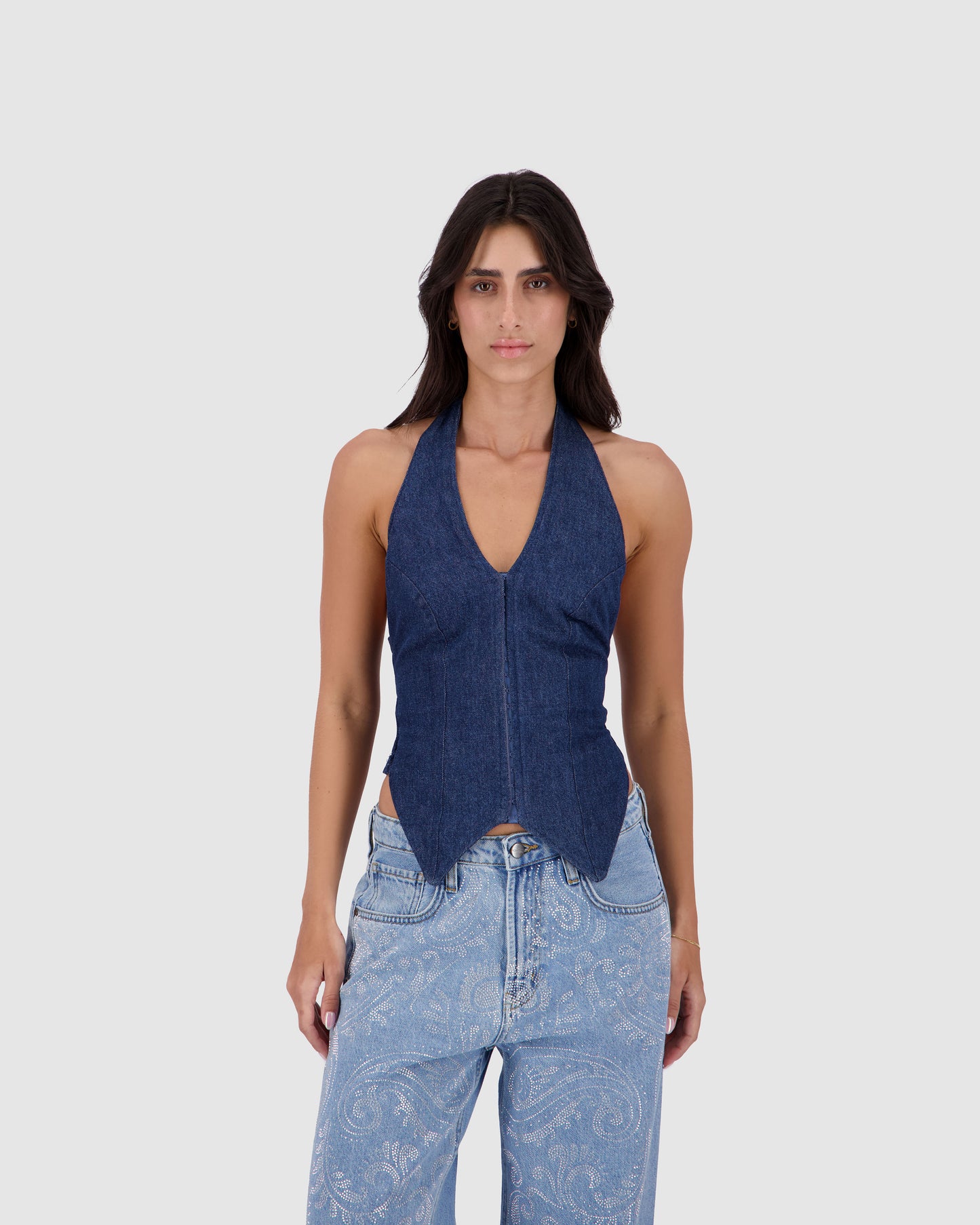 V-Stitched Corset -Navy Blue
