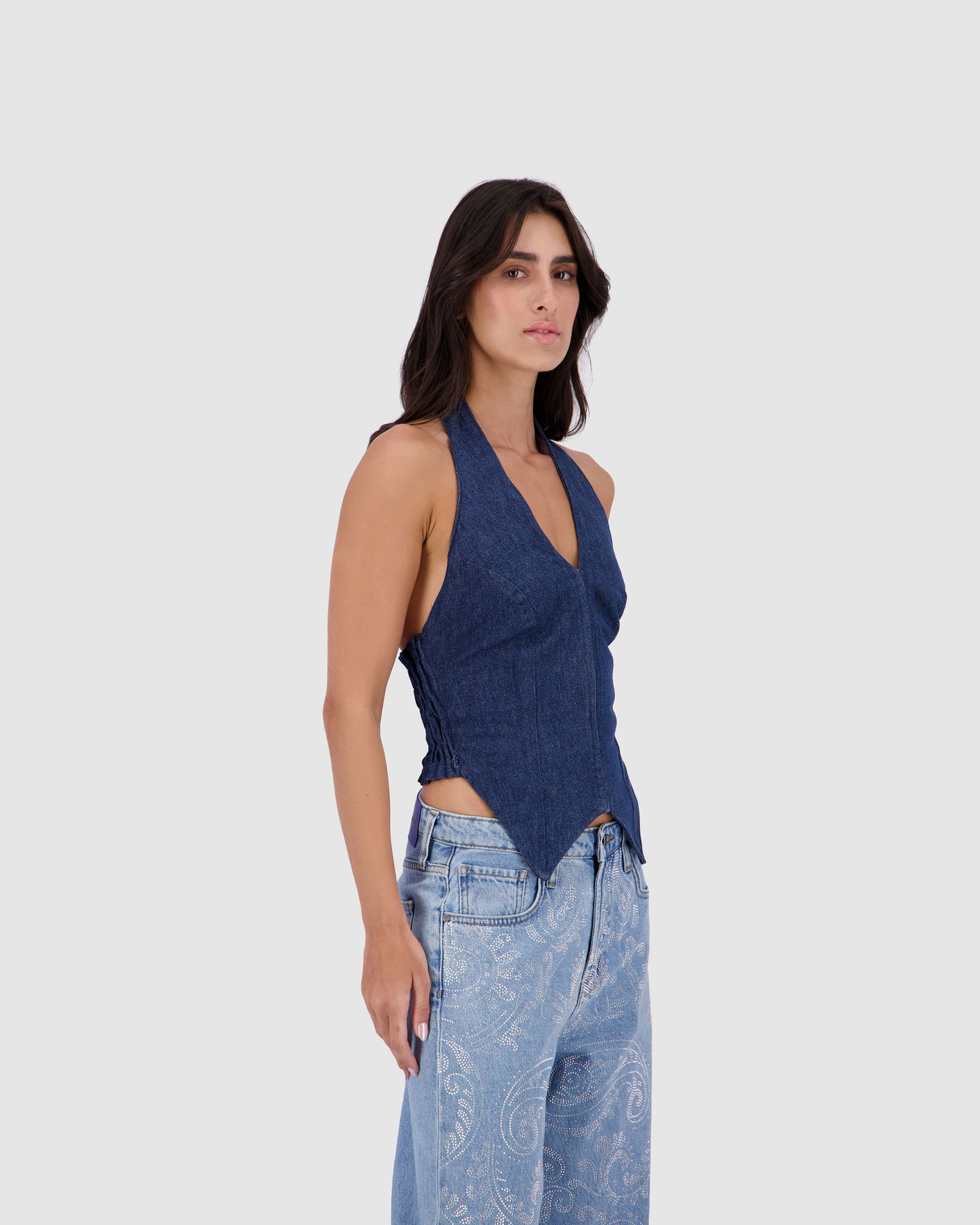 V-Stitched Corset -Navy Blue