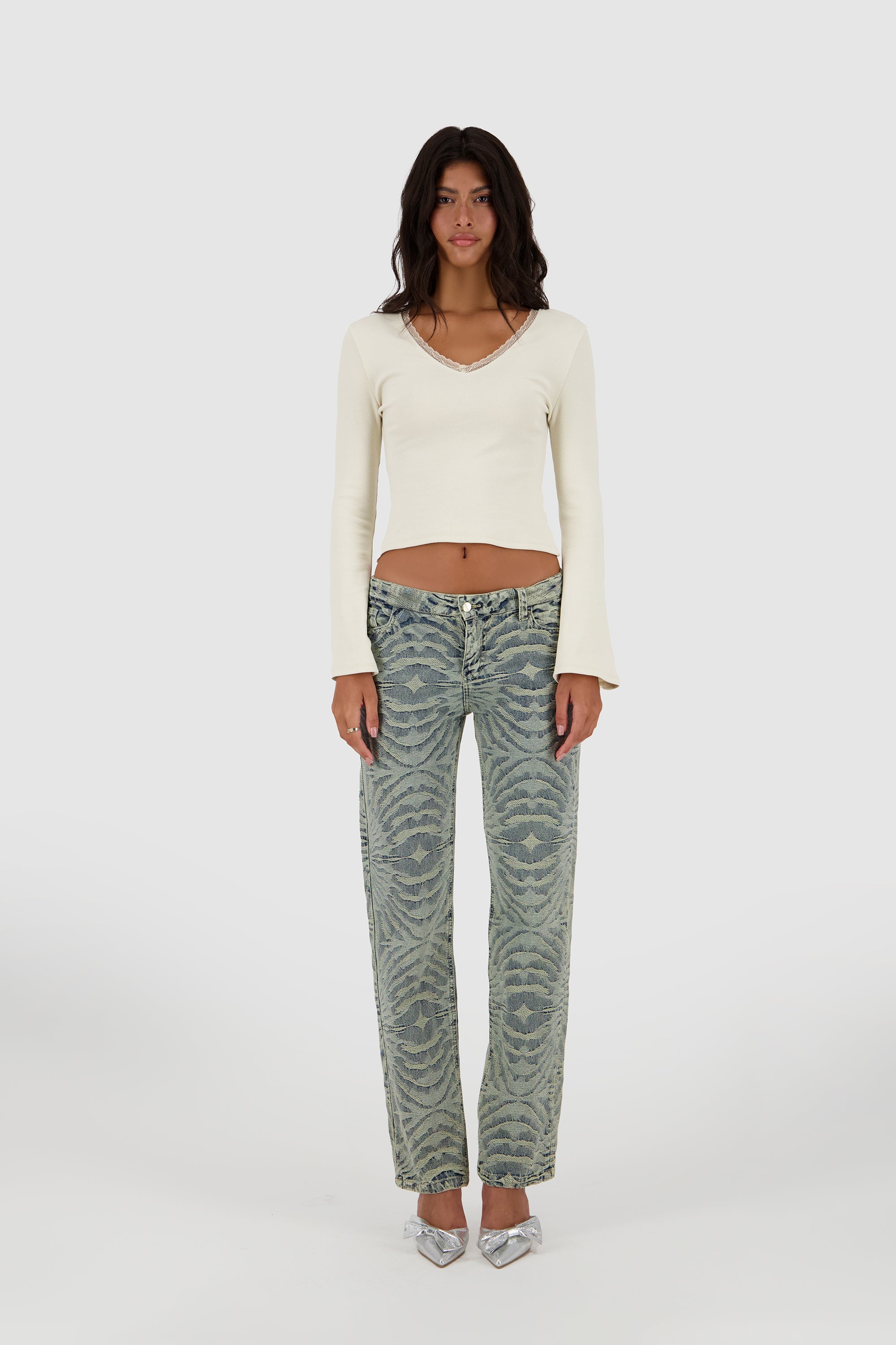 Straight leg Jacquard -Washed out