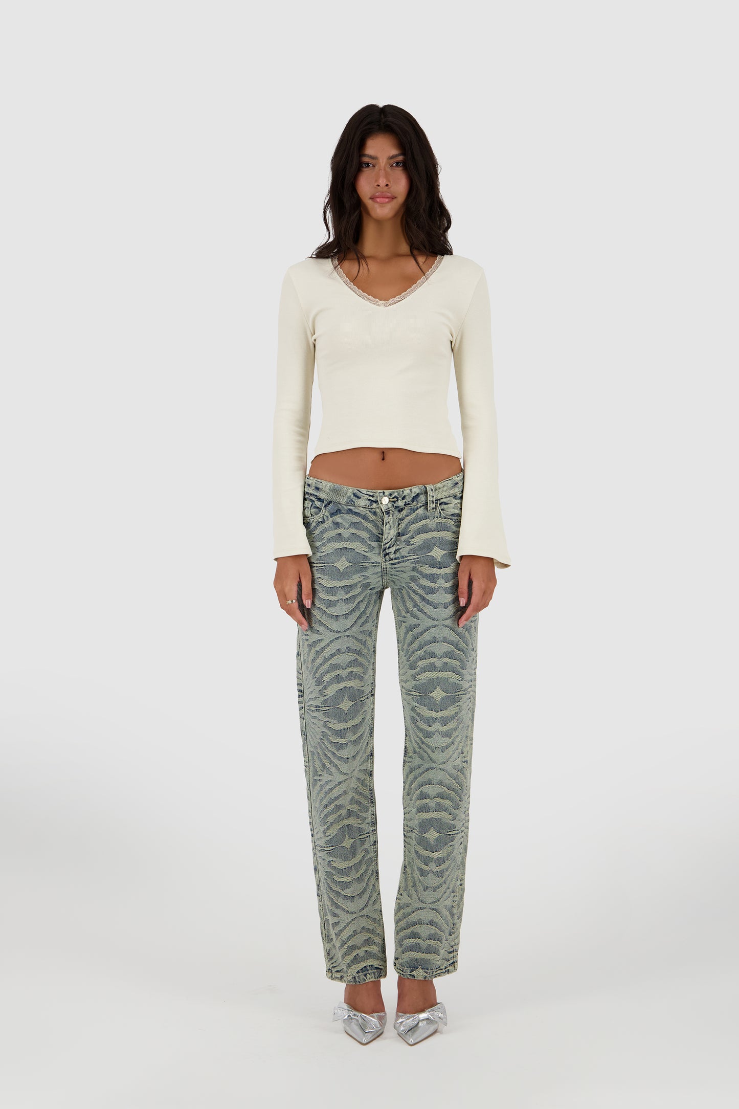 Straight leg Jacquard -Washed out