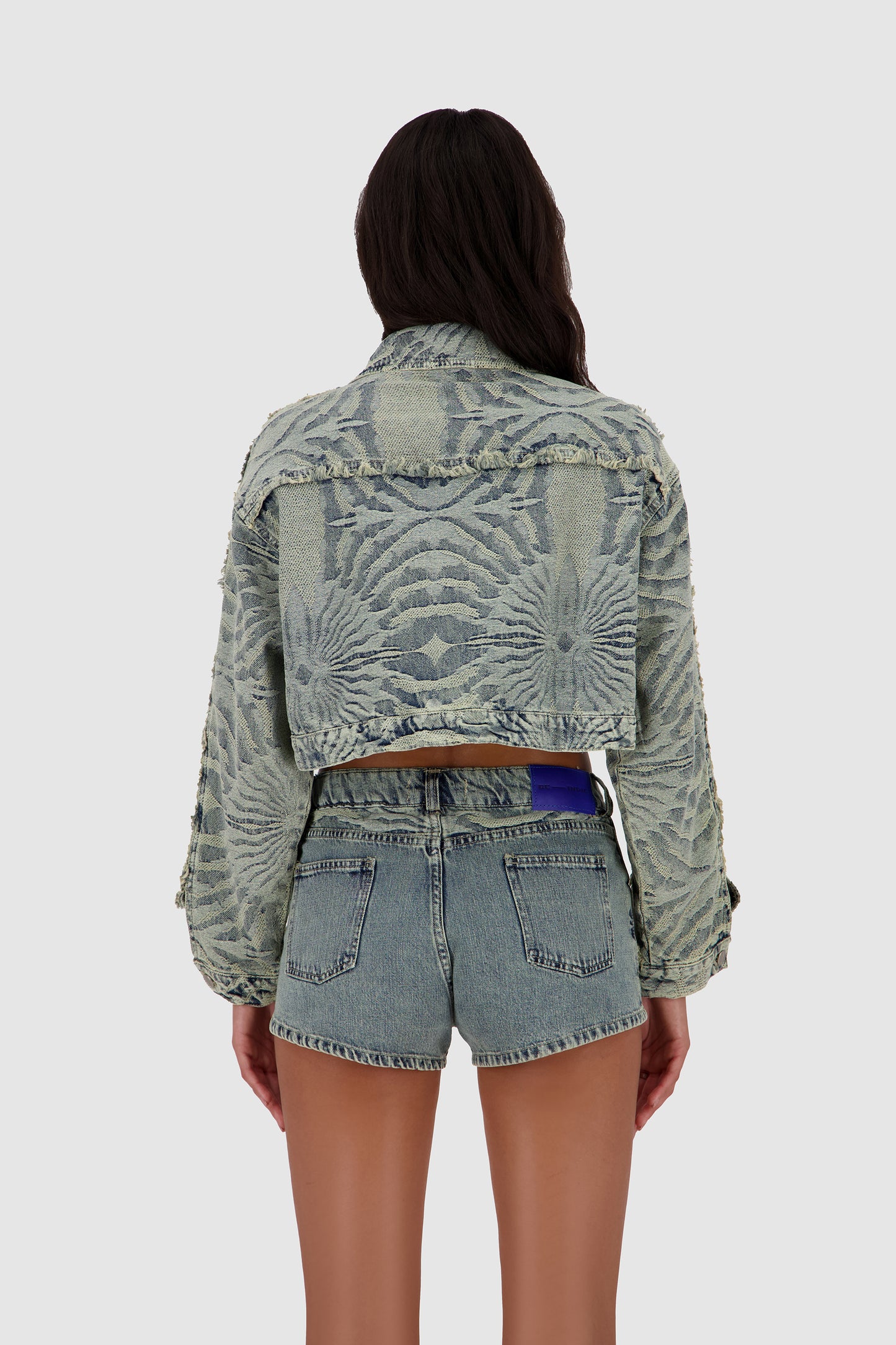 Fringed Jacquard Jacket  -Washed out