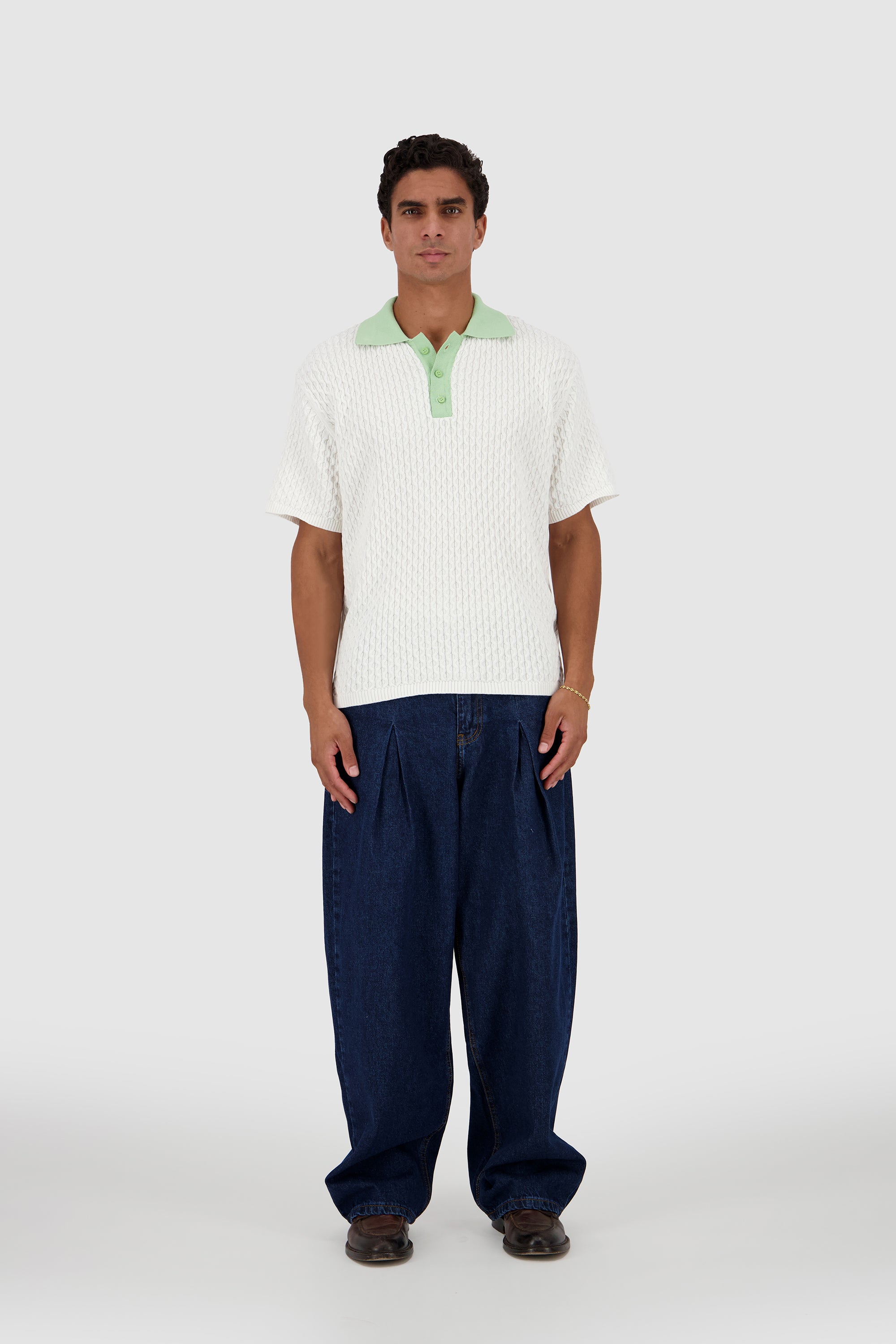 B-Hive Polo -Off White X Pistachio