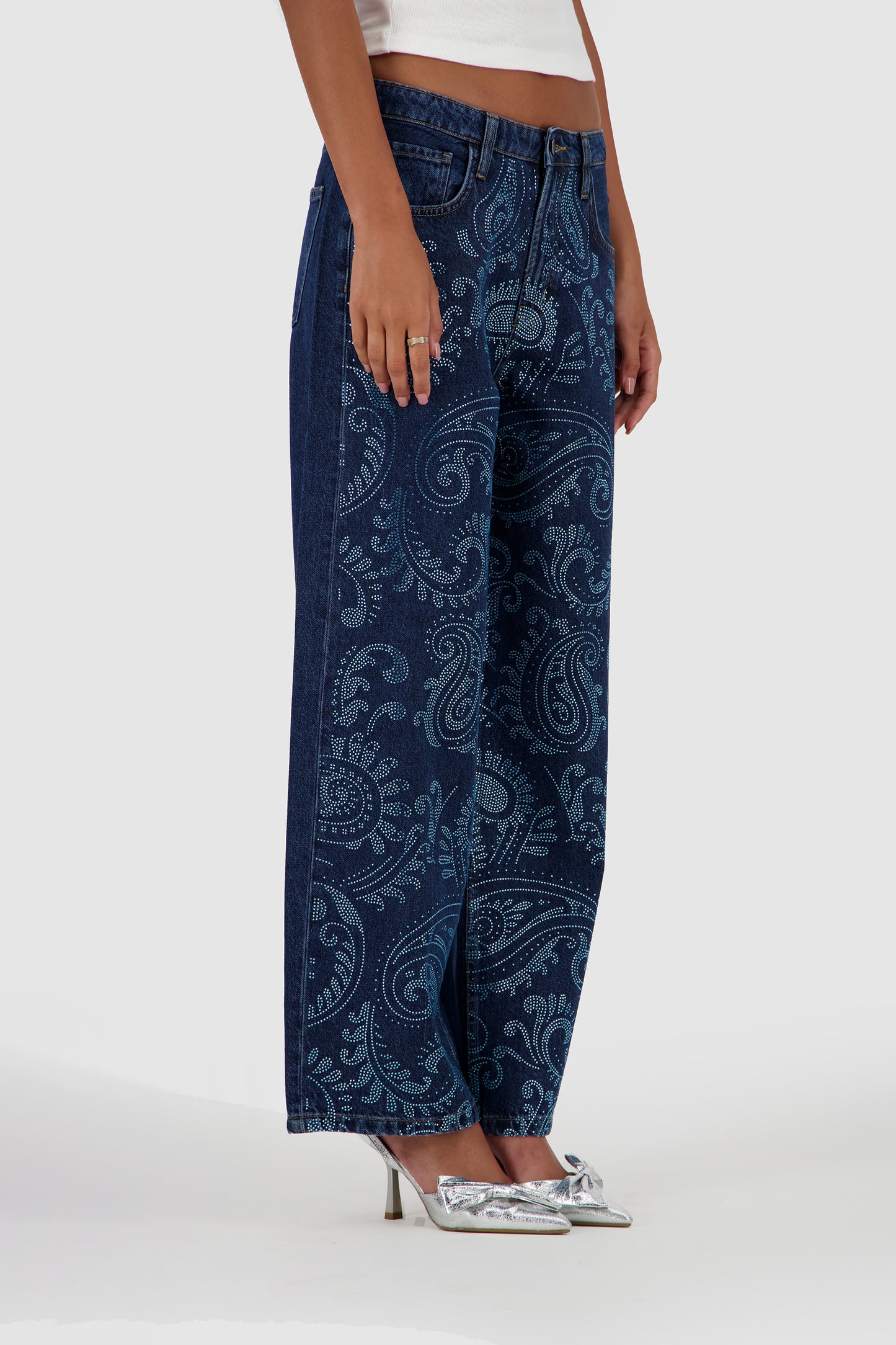 Paisley Bling Jeans -Medium Blue