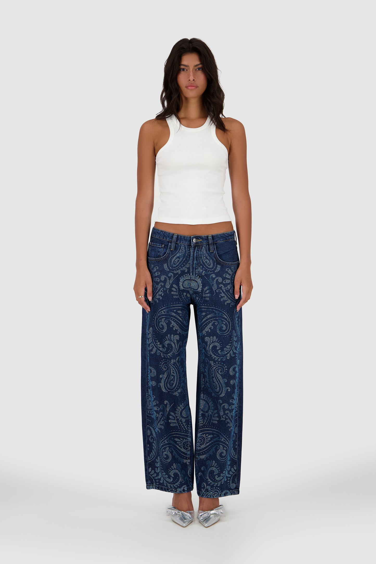 Paisley Bling Jeans -Medium Blue