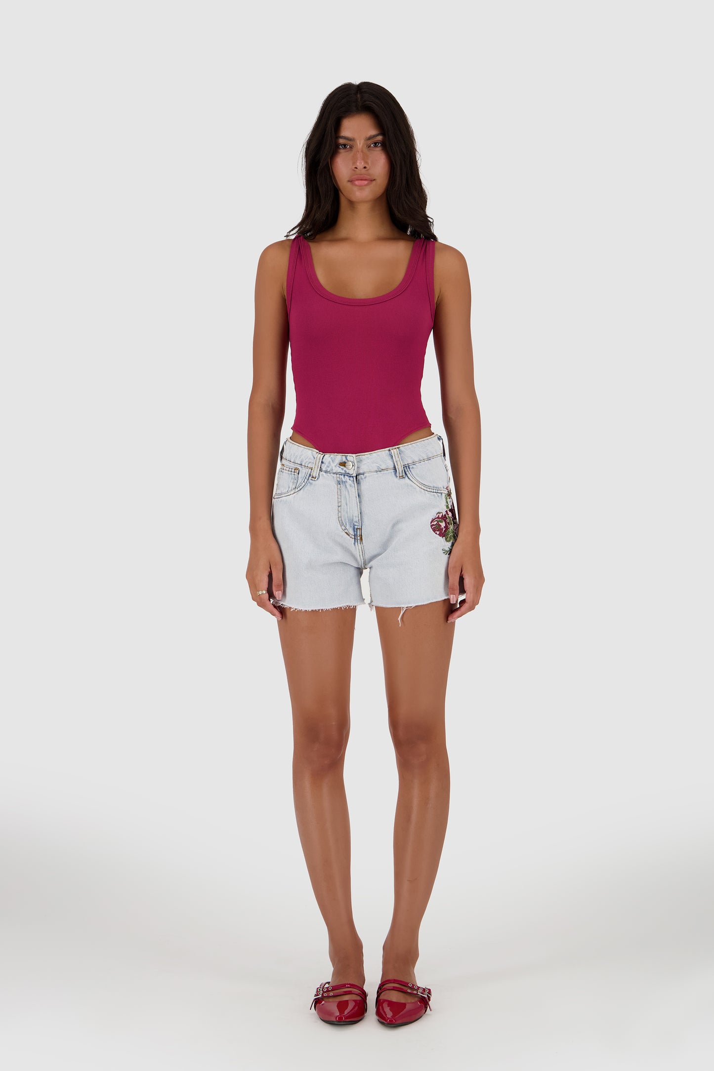 Cut Off Floral Shorts