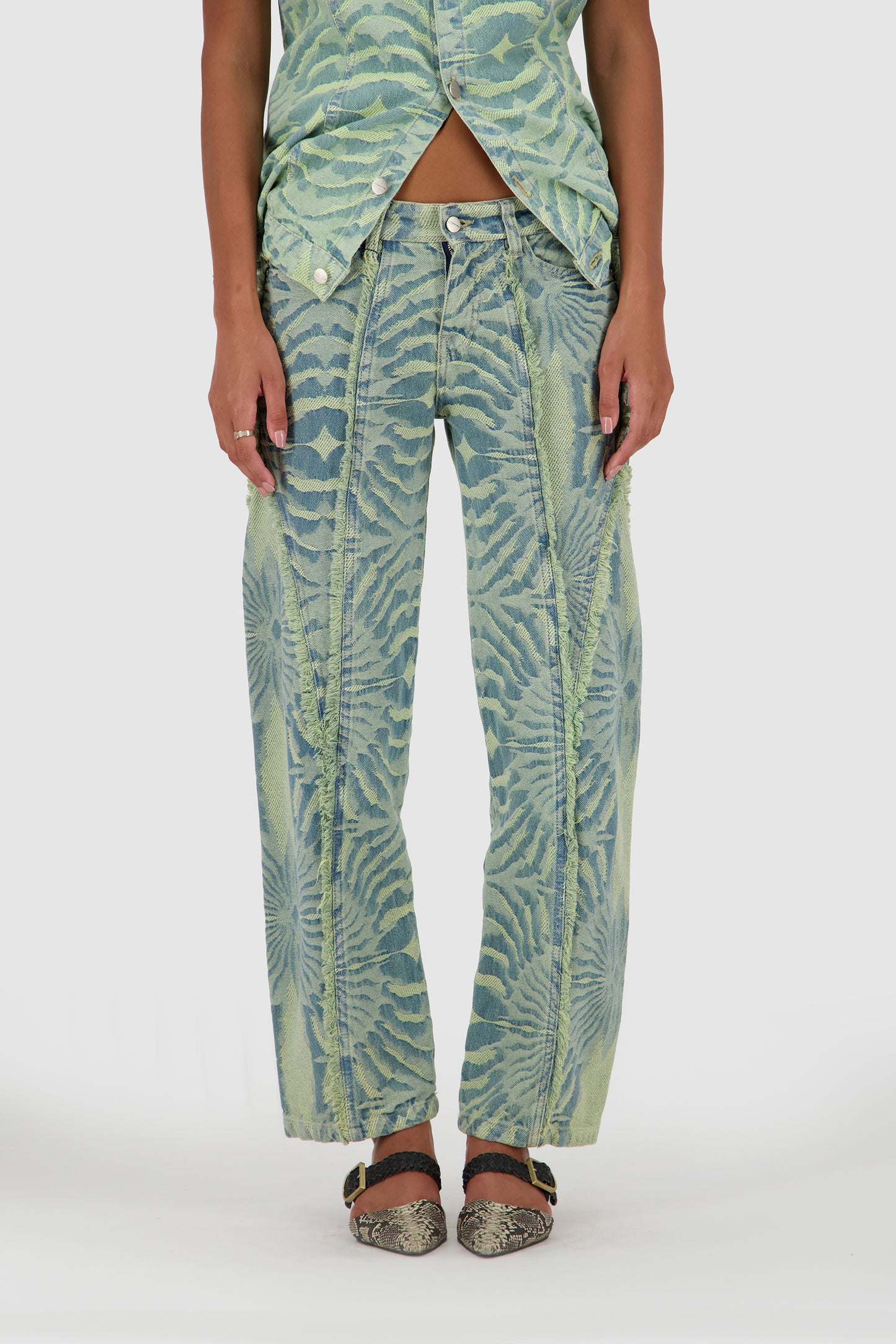 Straight Leg Fringed Jacquard -Washed Out