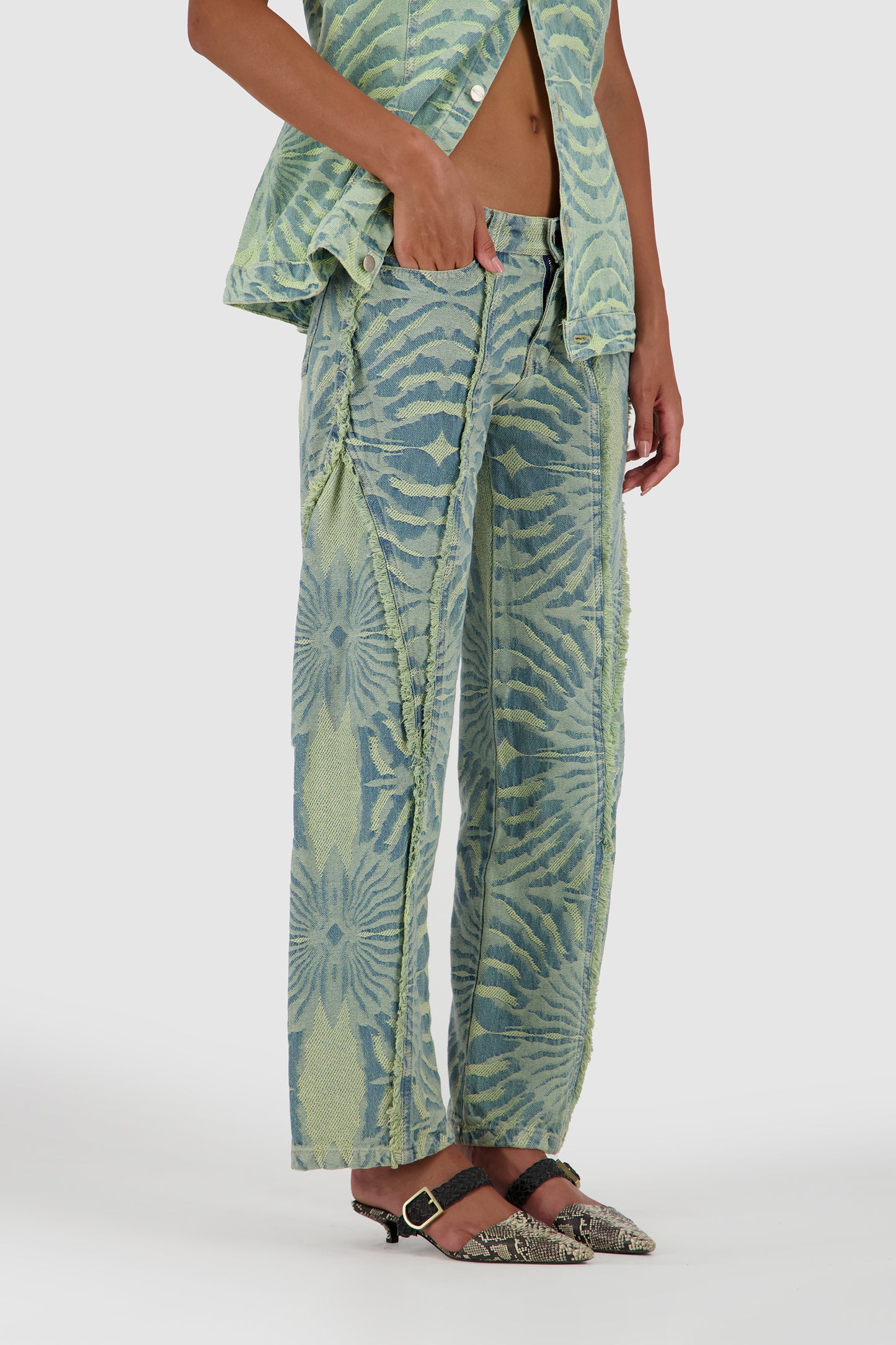 Straight Leg Fringed Jacquard -Washed Out