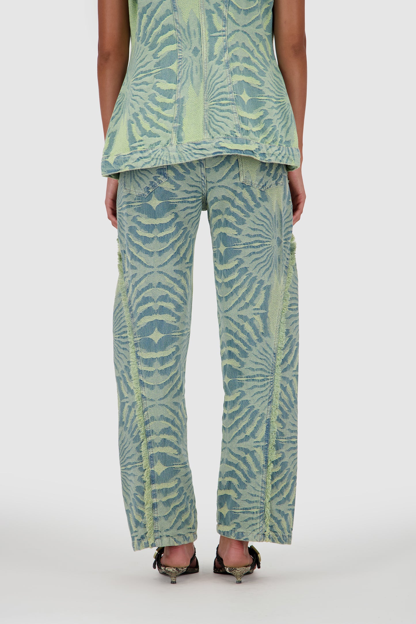 Straight Leg Fringed Jacquard -Washed Out