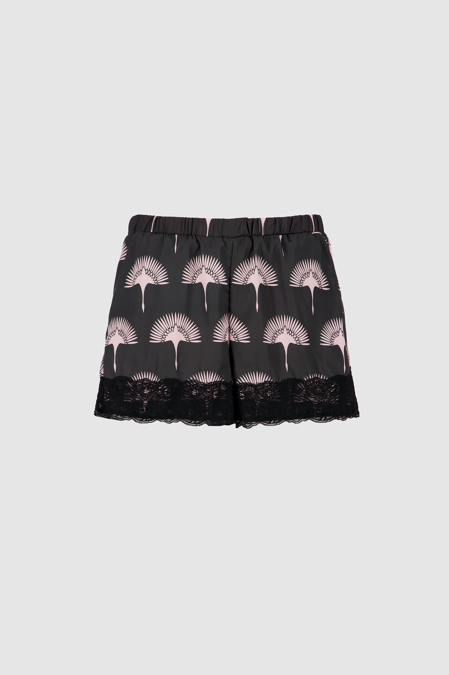 Lace Shorts -Black Printed