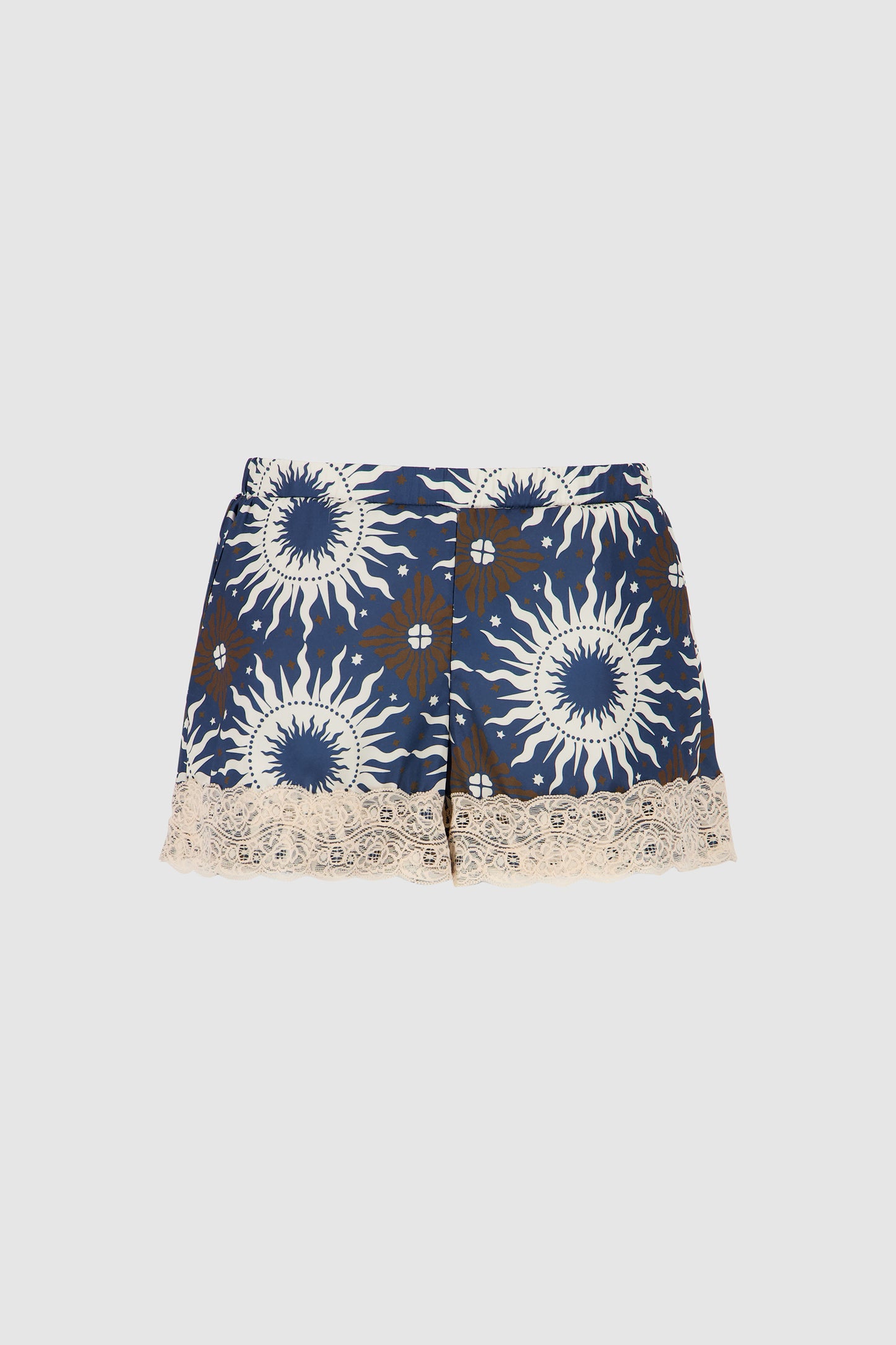 Lace Shorts -Blue Printed