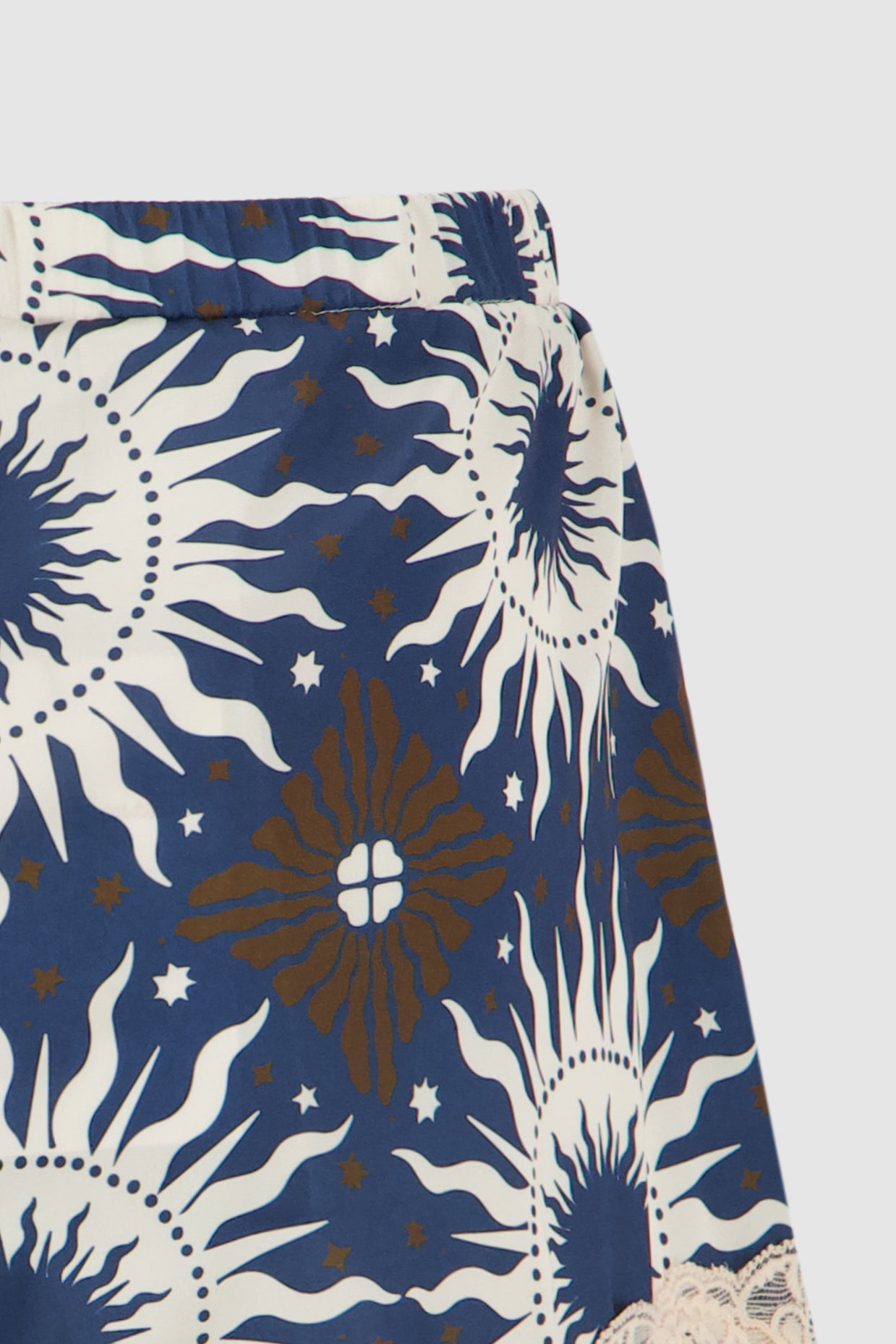 Lace Shorts -Blue Printed