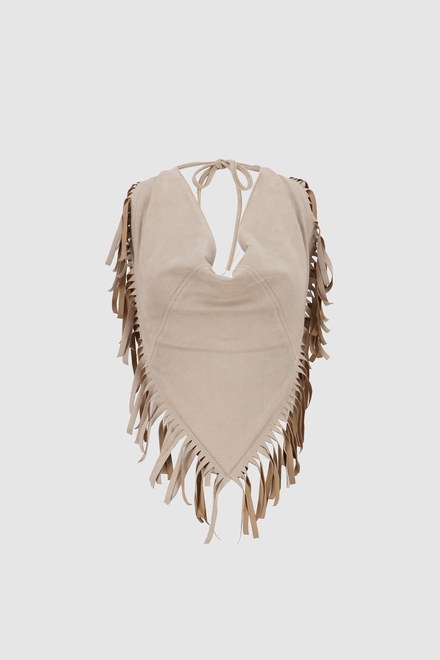 Suede Fringed Halter -Beige