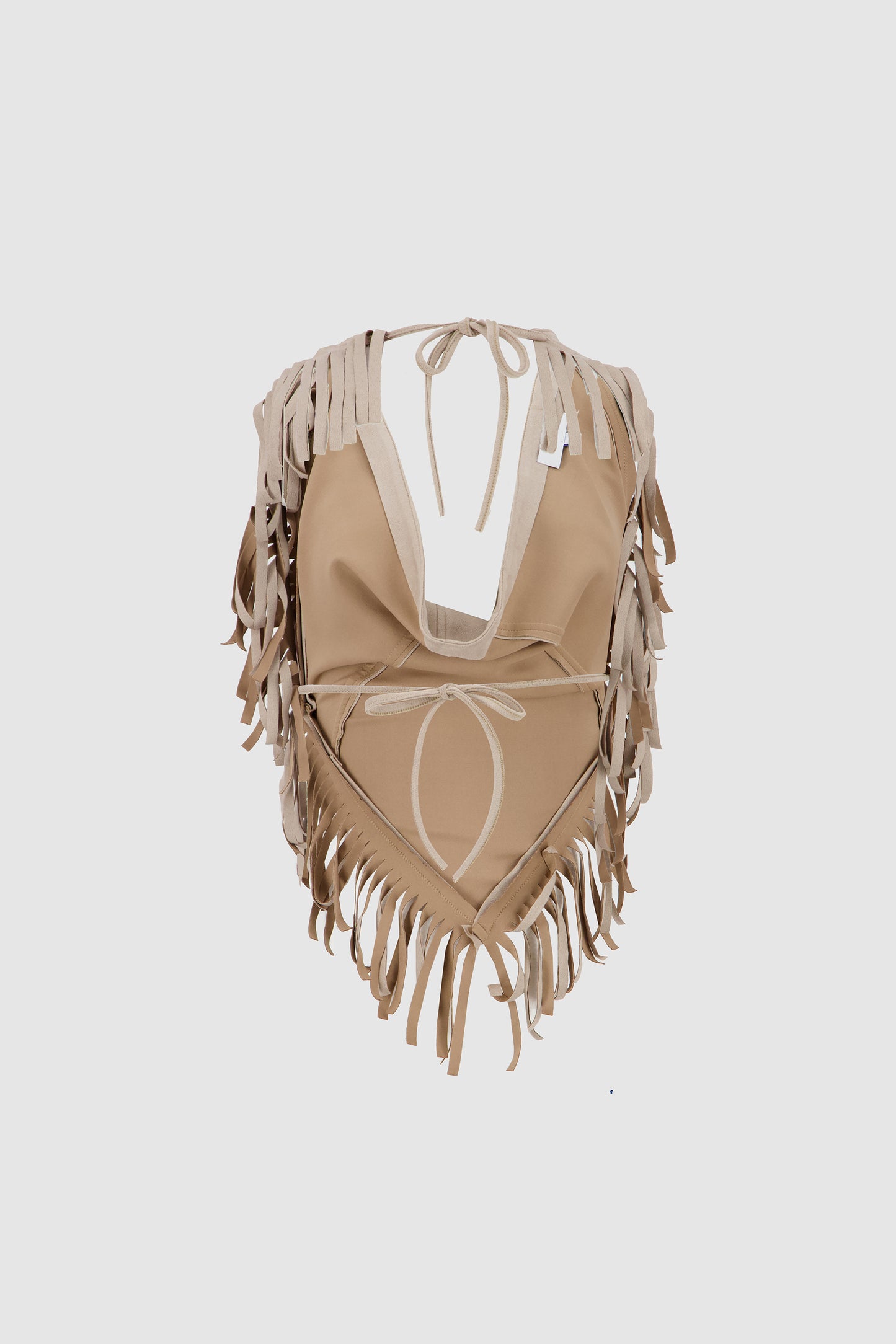 Suede Fringed Halter -Beige