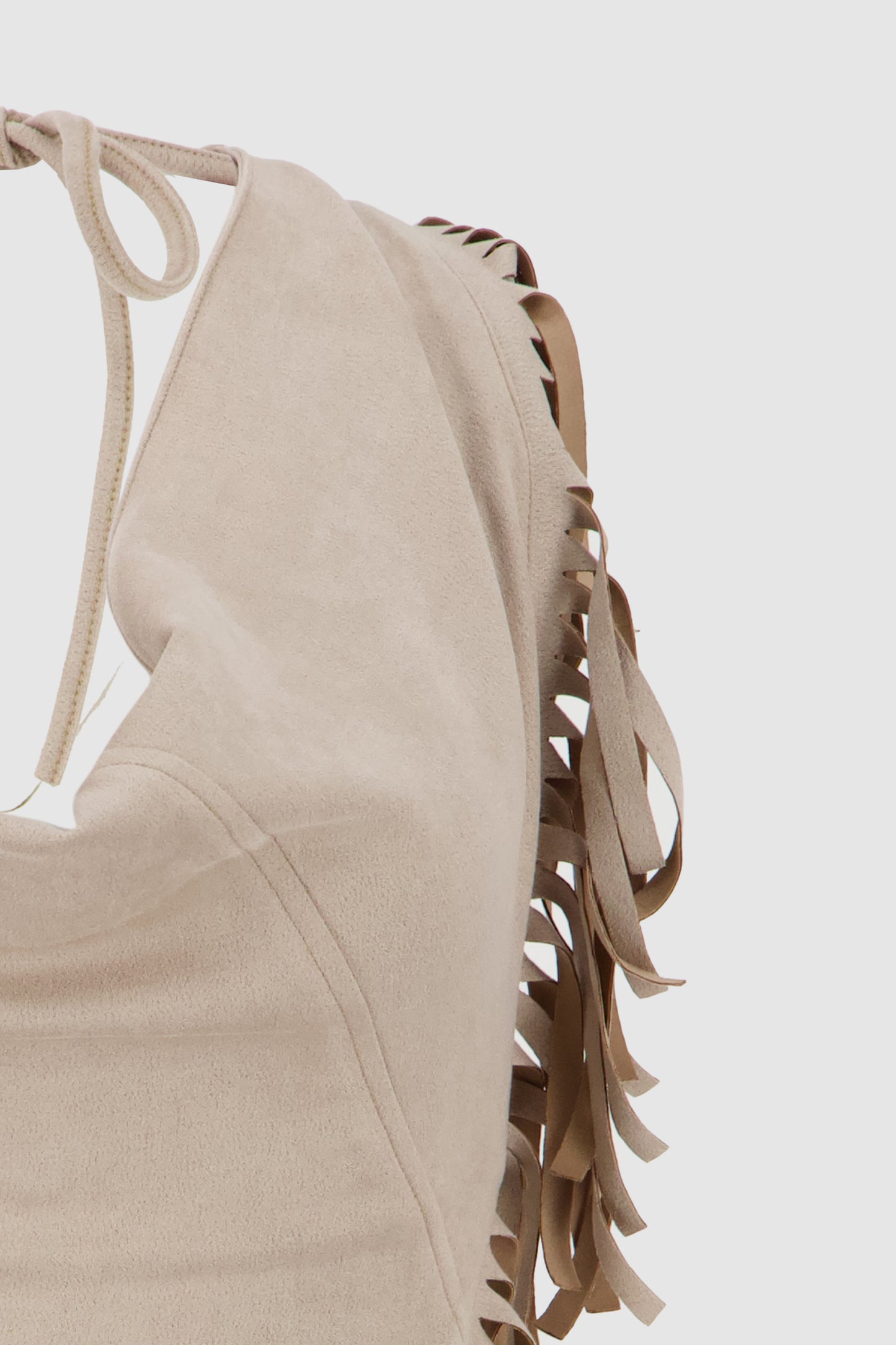 Suede Fringed Halter -Beige