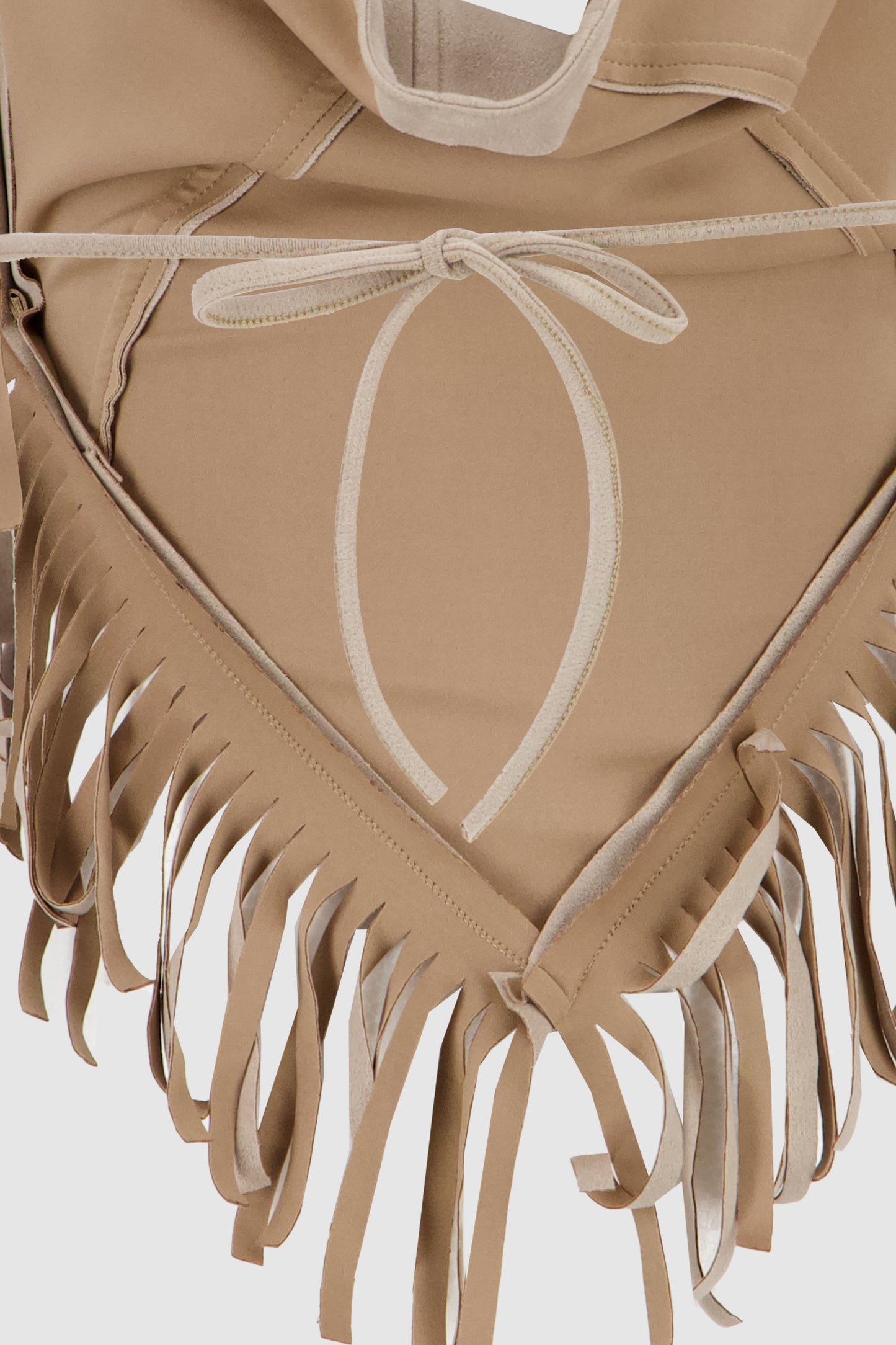 Suede Fringed Halter -Beige